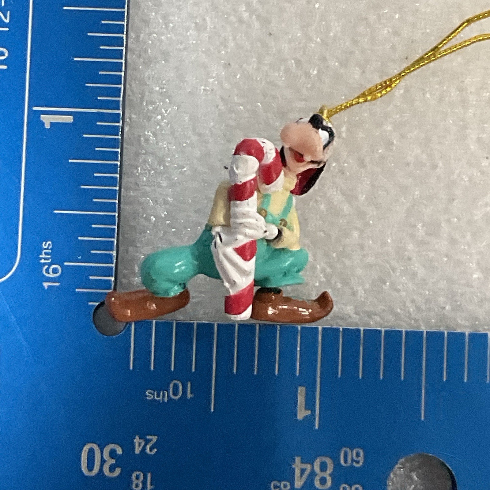 Disney Goofy with Candy Cane Santa Hat Miniature Christmas Ornament Vtg 1 inch - Image 8