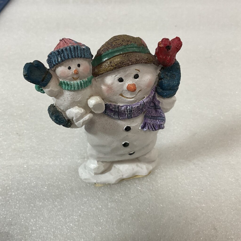 Vintage Ceramic Snowman Snowbaby 4” Tall Shelf Winter Decor - Image 1
