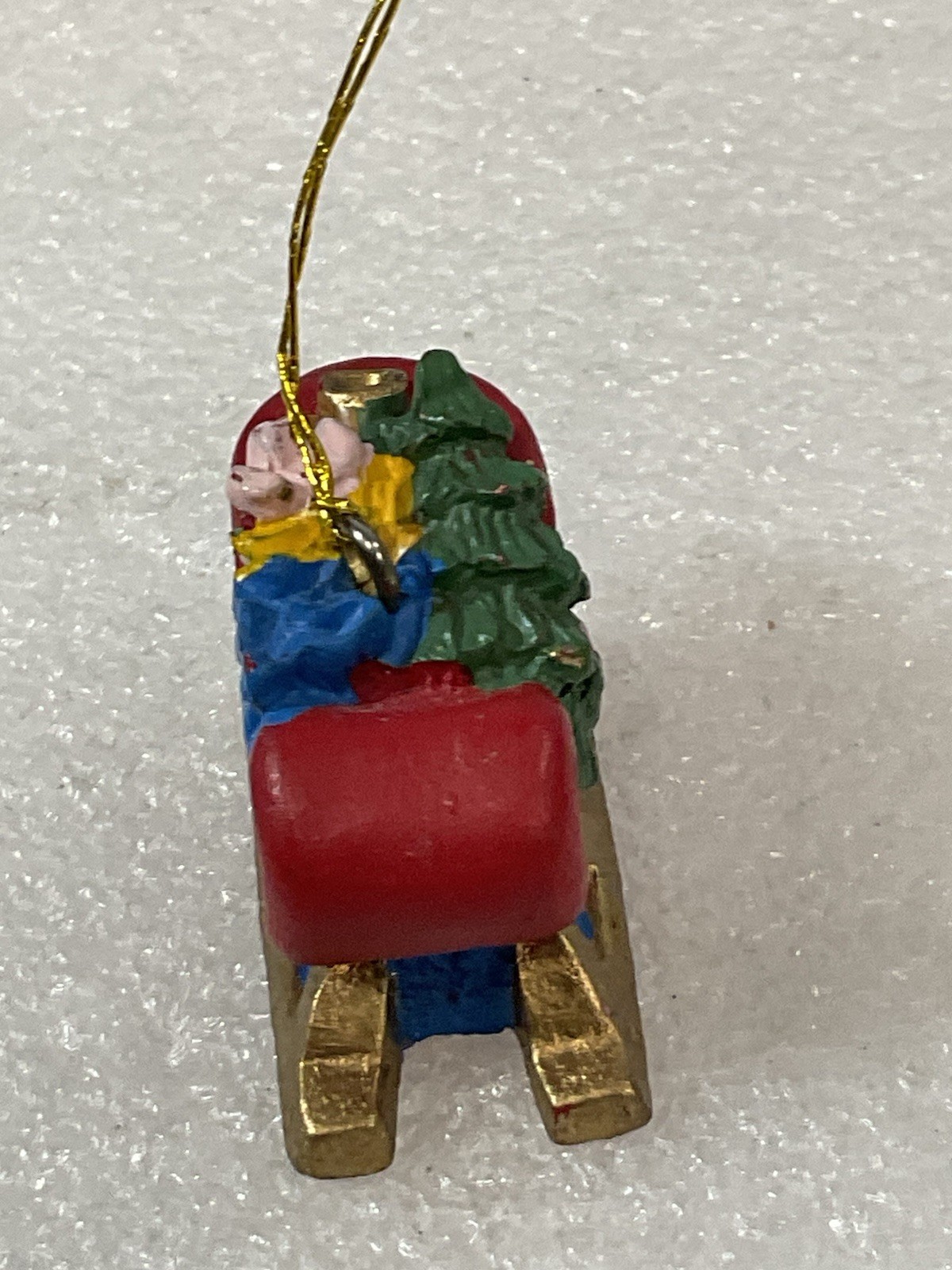 Vintage Hand Painted Resin Miniature Santa’s Sleigh With Gifts Ornament 1.5” - Image 3