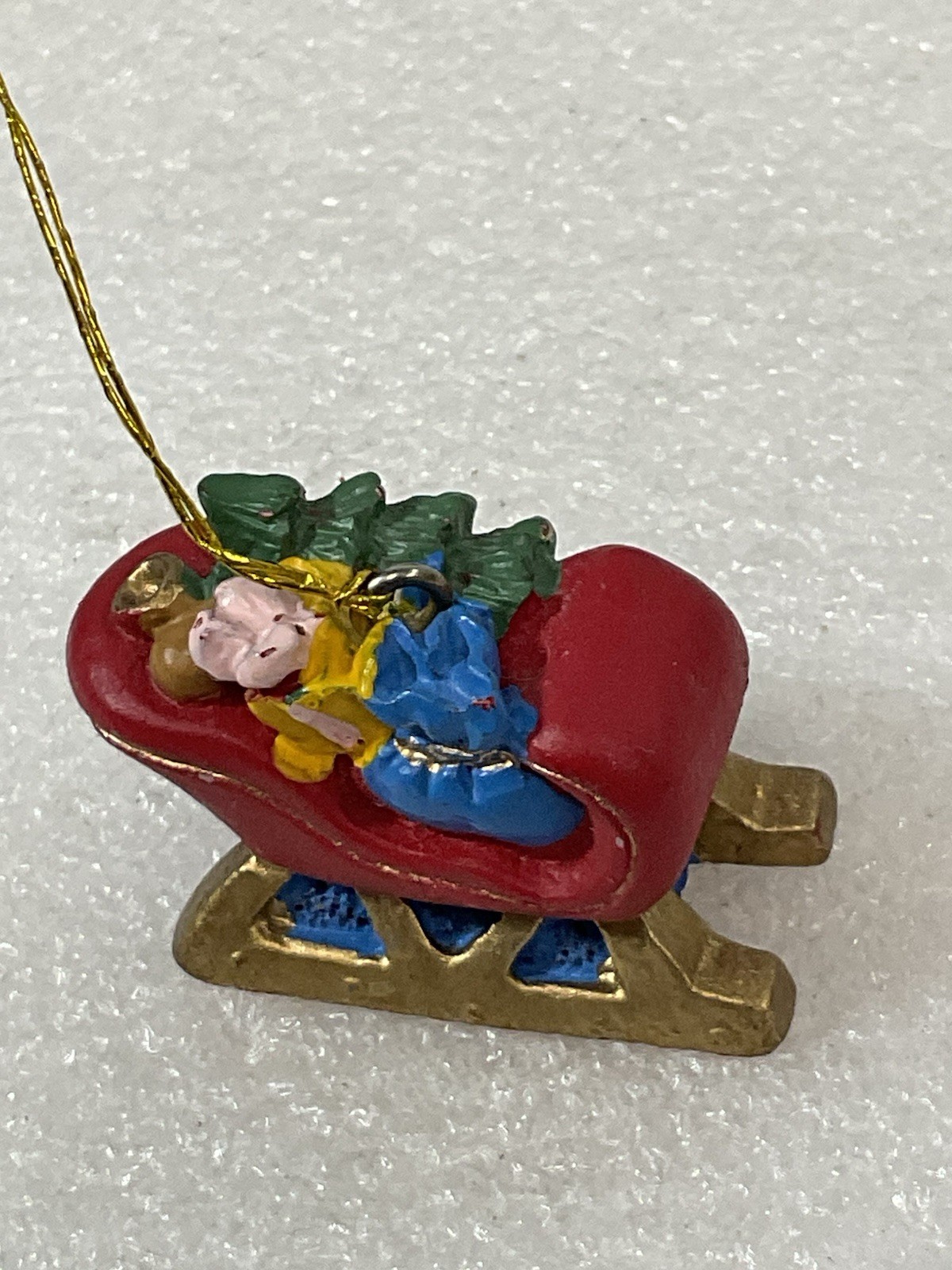 Vintage Hand Painted Resin Miniature Santa’s Sleigh With Gifts Ornament 1.5” - Image 2