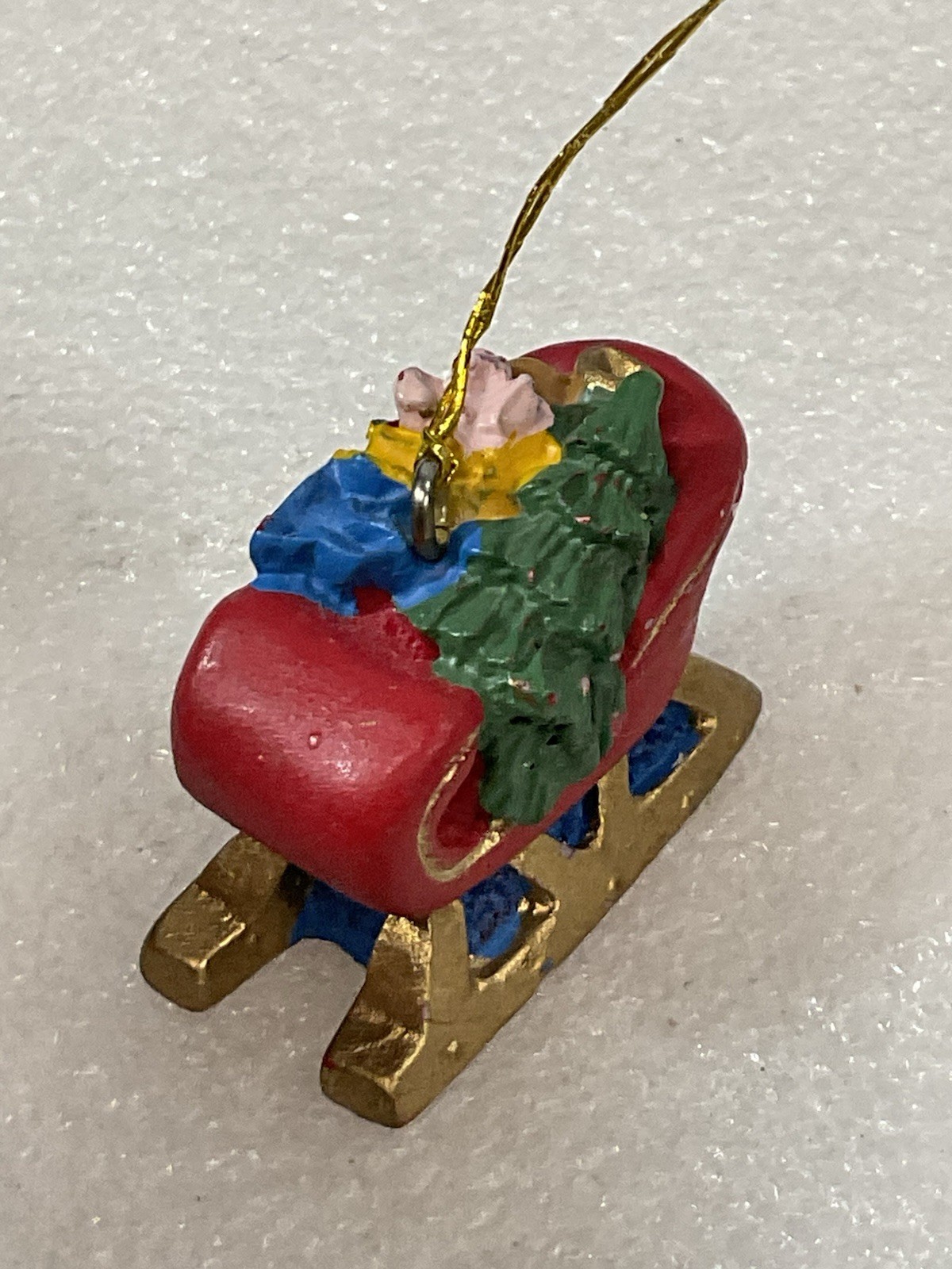 Vintage Hand Painted Resin Miniature Santa’s Sleigh With Gifts Ornament 1.5” - Image 4