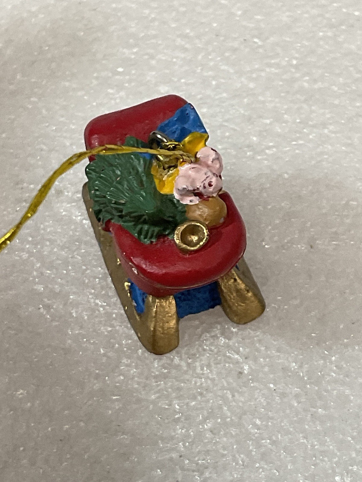 Vintage Hand Painted Resin Miniature Santa’s Sleigh With Gifts Ornament 1.5” - Image 6