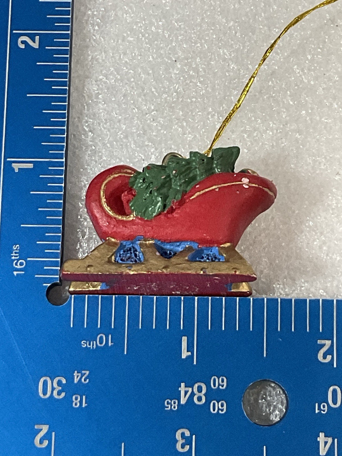 Vintage Hand Painted Resin Miniature Santa’s Sleigh With Gifts Ornament 1.5” - Image 8