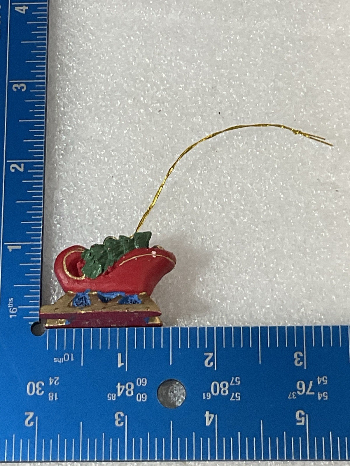 Vintage Hand Painted Resin Miniature Santa’s Sleigh With Gifts Ornament 1.5” - Image 9