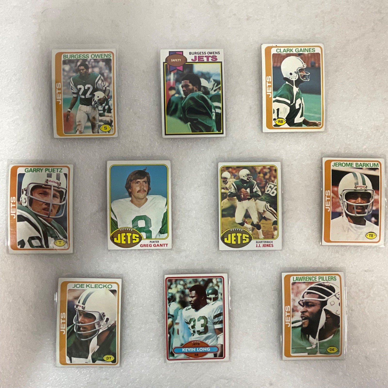 1976-80 Topps New York Jets Football 10 Card Lot Klecko Owens Barkum - Image 1