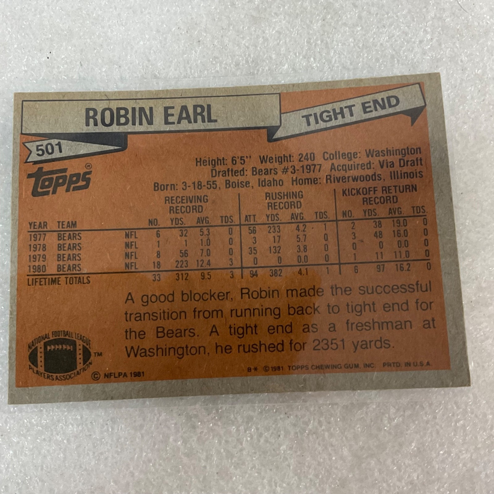 1978-81 Topps Chicago Bears Football 10 Card Lot Fencik Earl Thomas - Image 20