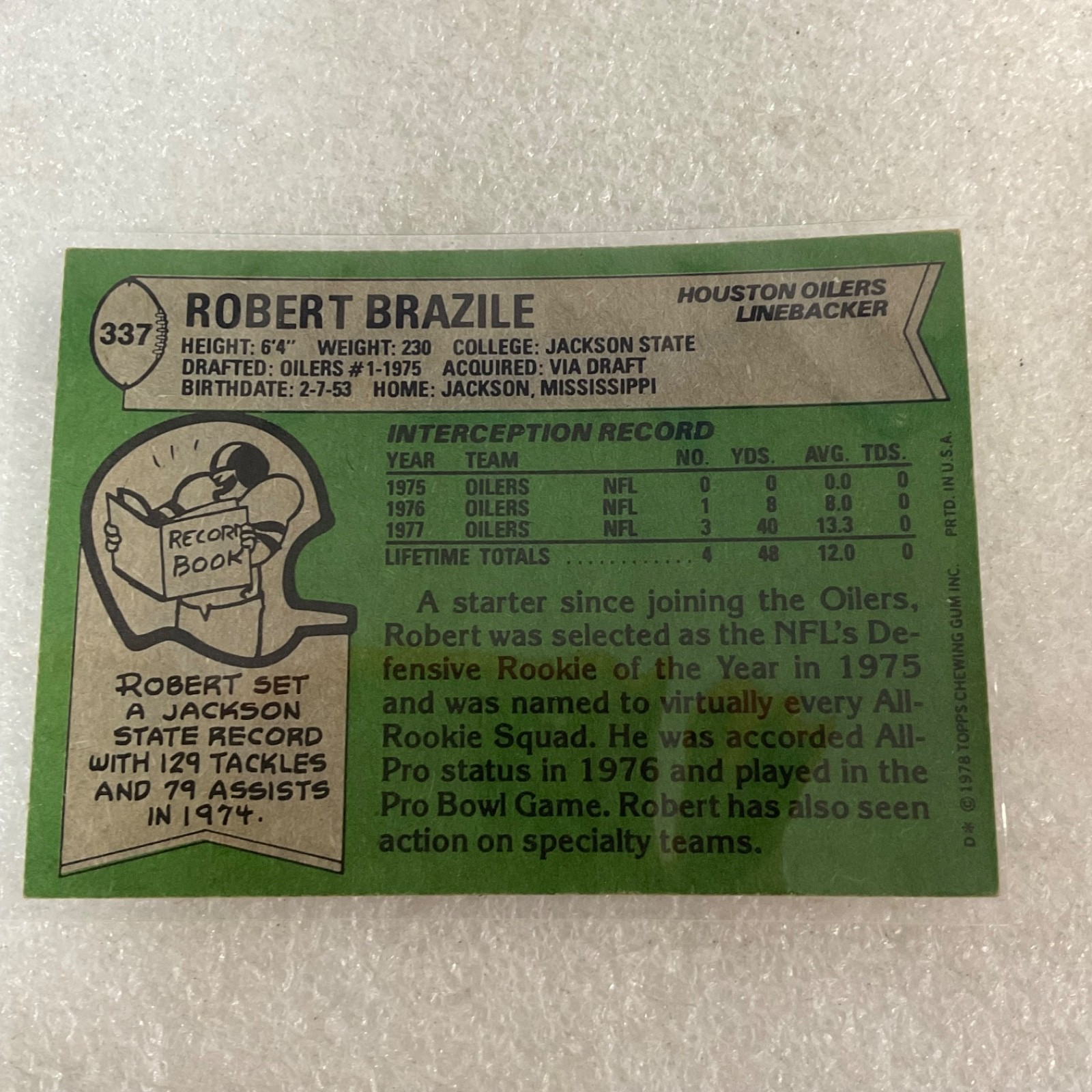 1978-80 Topps Football 10 Card Lot Bears Oilers Jets Brazile Hart - Image 18