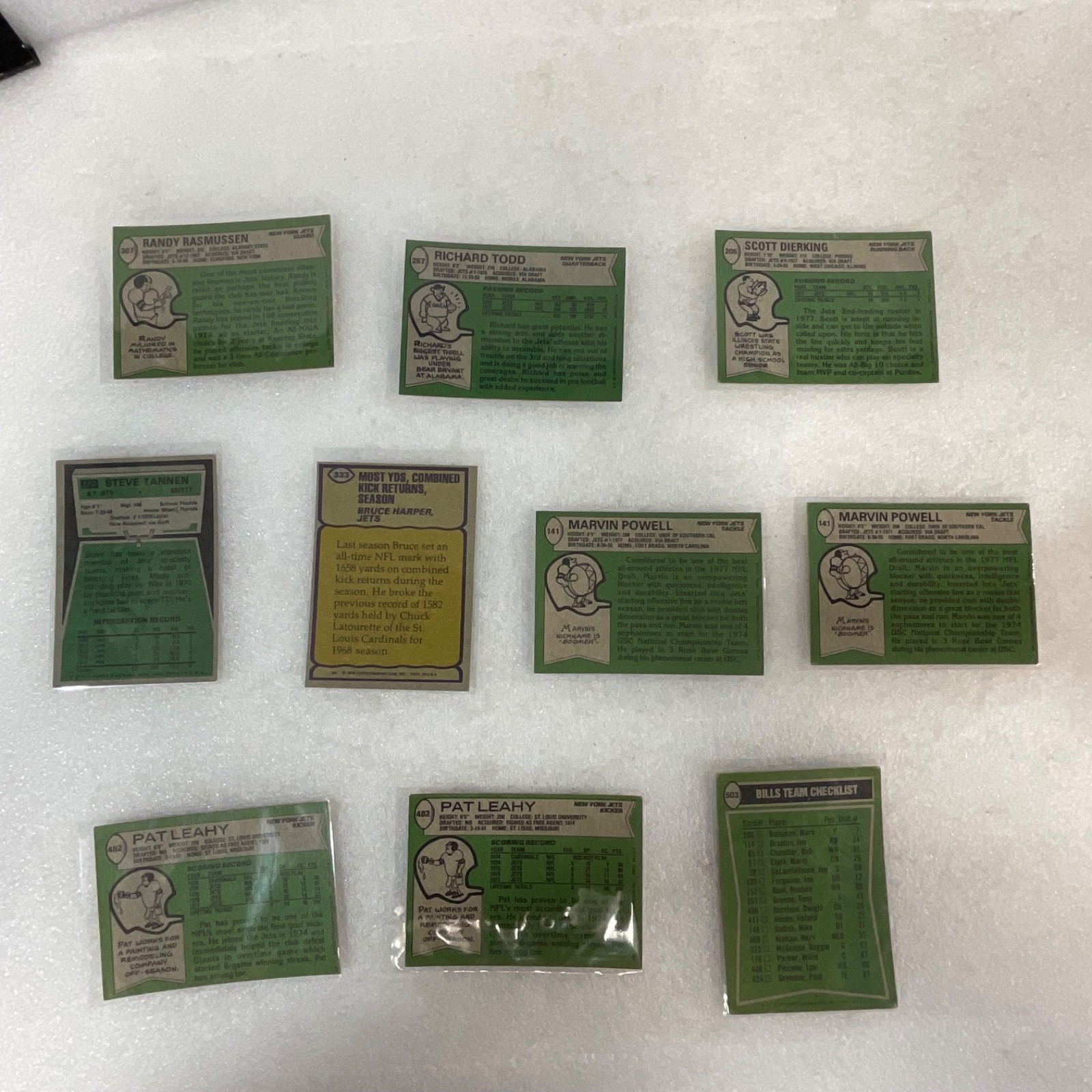 1978 Topps Football Jets 10 Card Lot Richard Todd Bruce Harper Checklist - Image 2