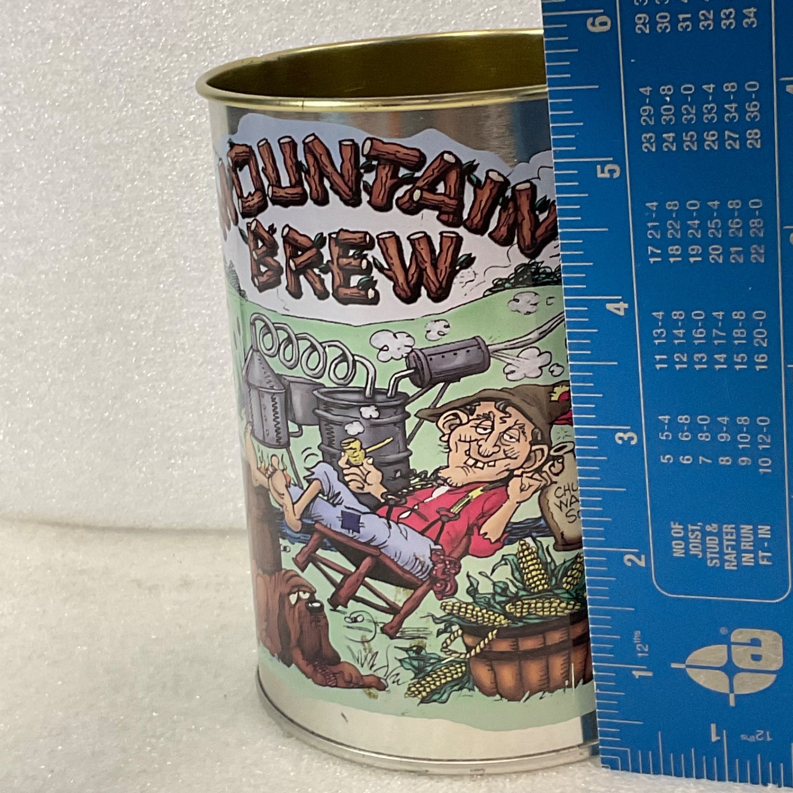 Chuck Wagon Soda Mountain Brew Tin Cup 5 in Tall with Broken Bent Handle - Image 12