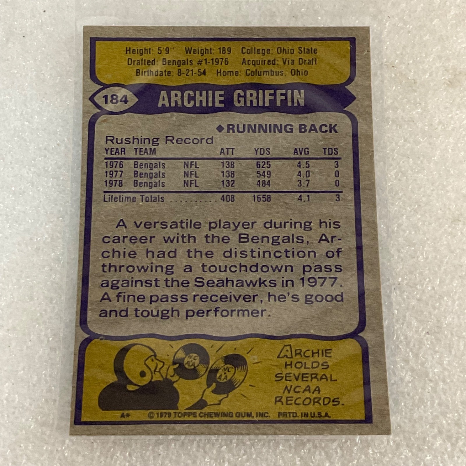 1976-81 Topps Cincinnati Bengals Football 10 Card Lot Archie Griffin - Image 14