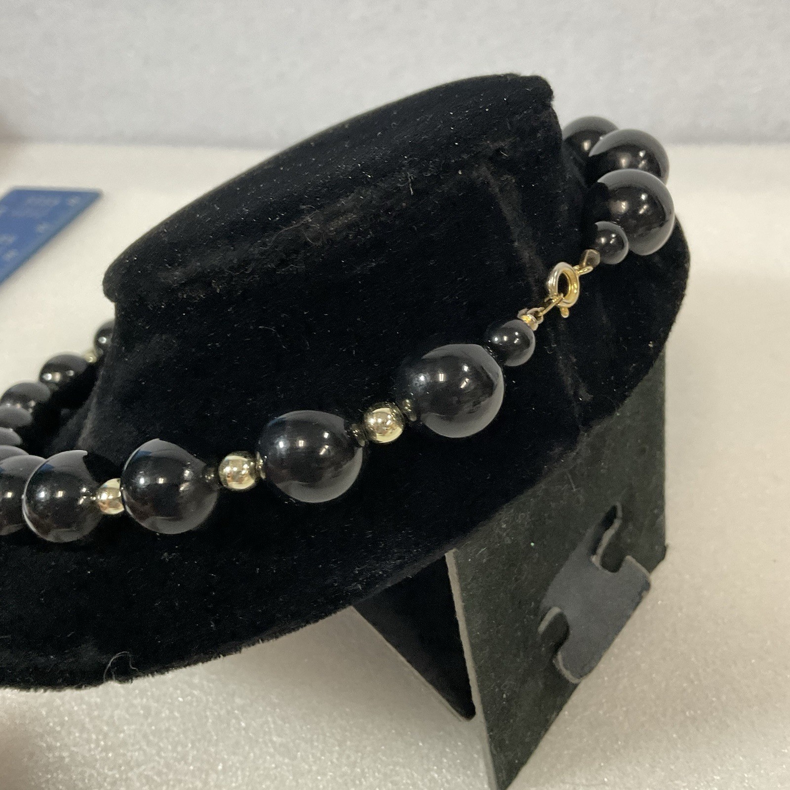 Large Black Bead & Accent Gold Tone Bead Statement 18” Necklace - Image 5