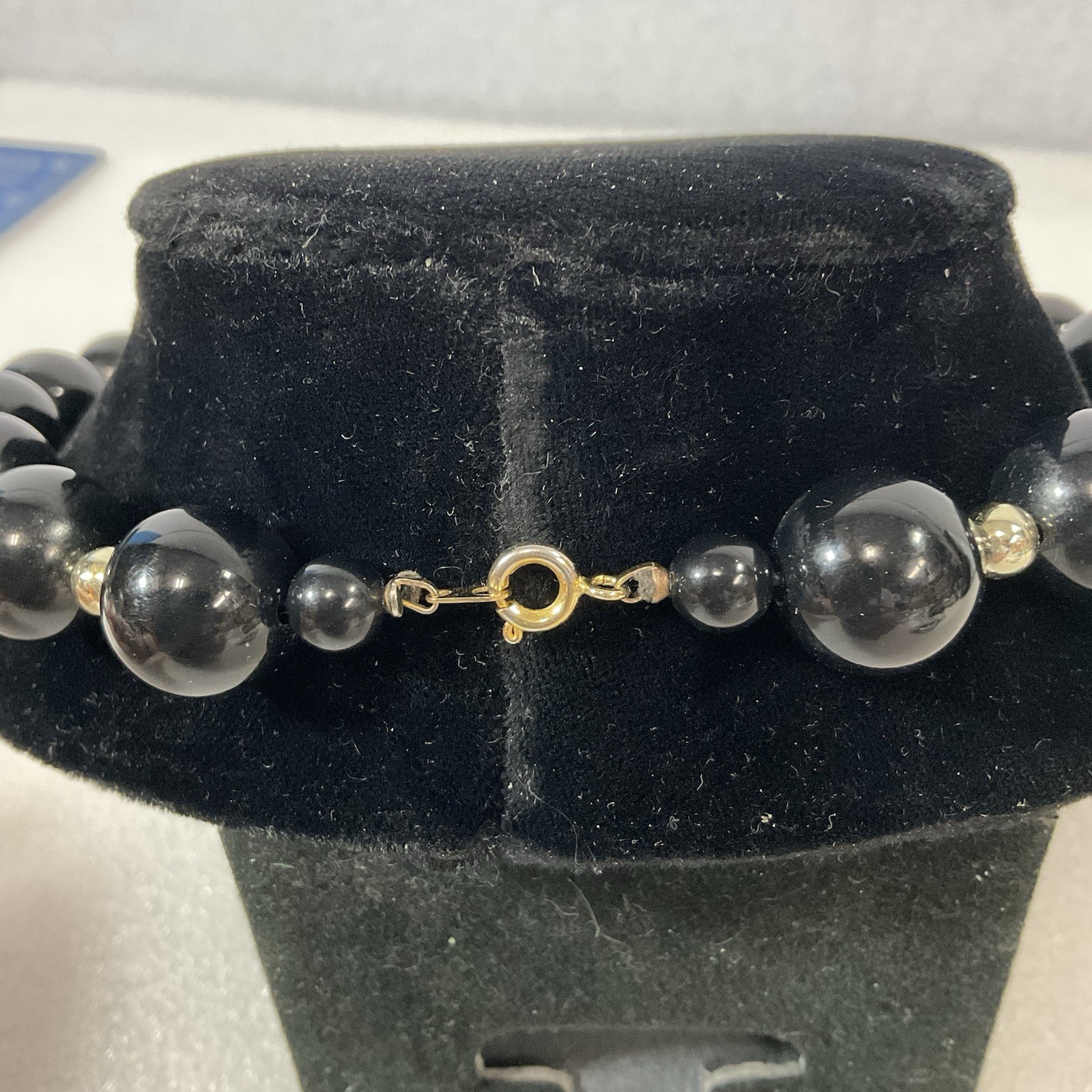 Large Black Bead & Accent Gold Tone Bead Statement 18” Necklace - Image 6