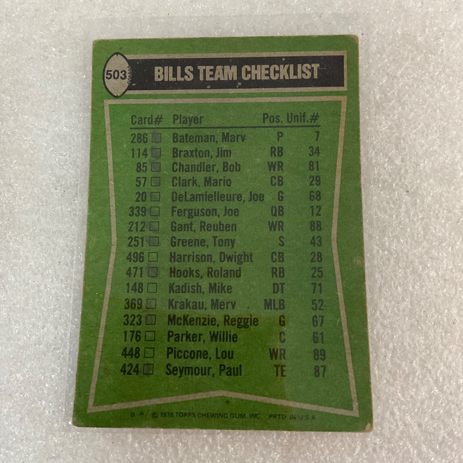 1978 Topps Football Jets 10 Card Lot Richard Todd Bruce Harper Checklist - Image 22