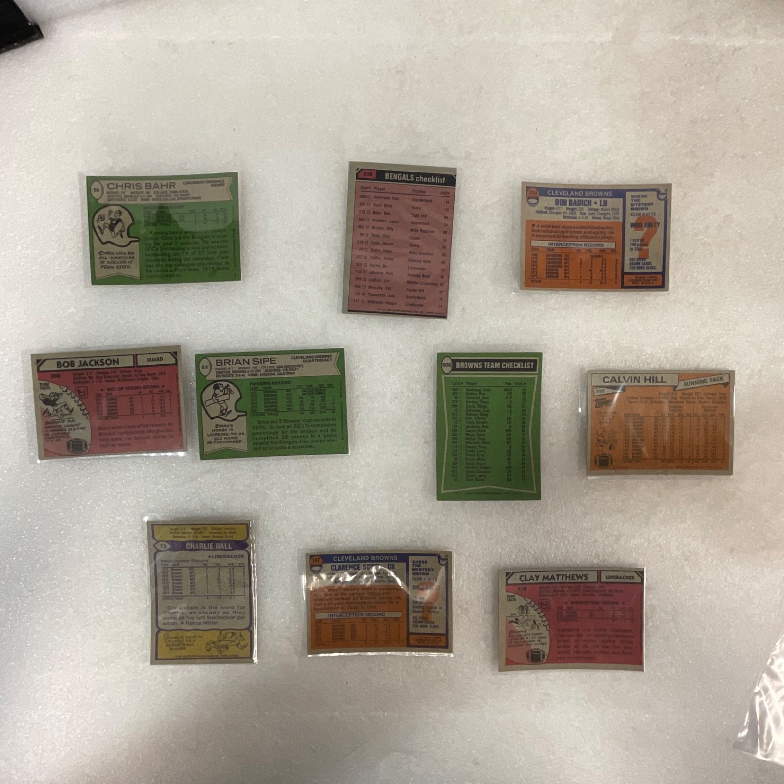 1976-81 Topps NFL Browns Bengals 10 Card Lot Clay Matthews Sipe - Image 2