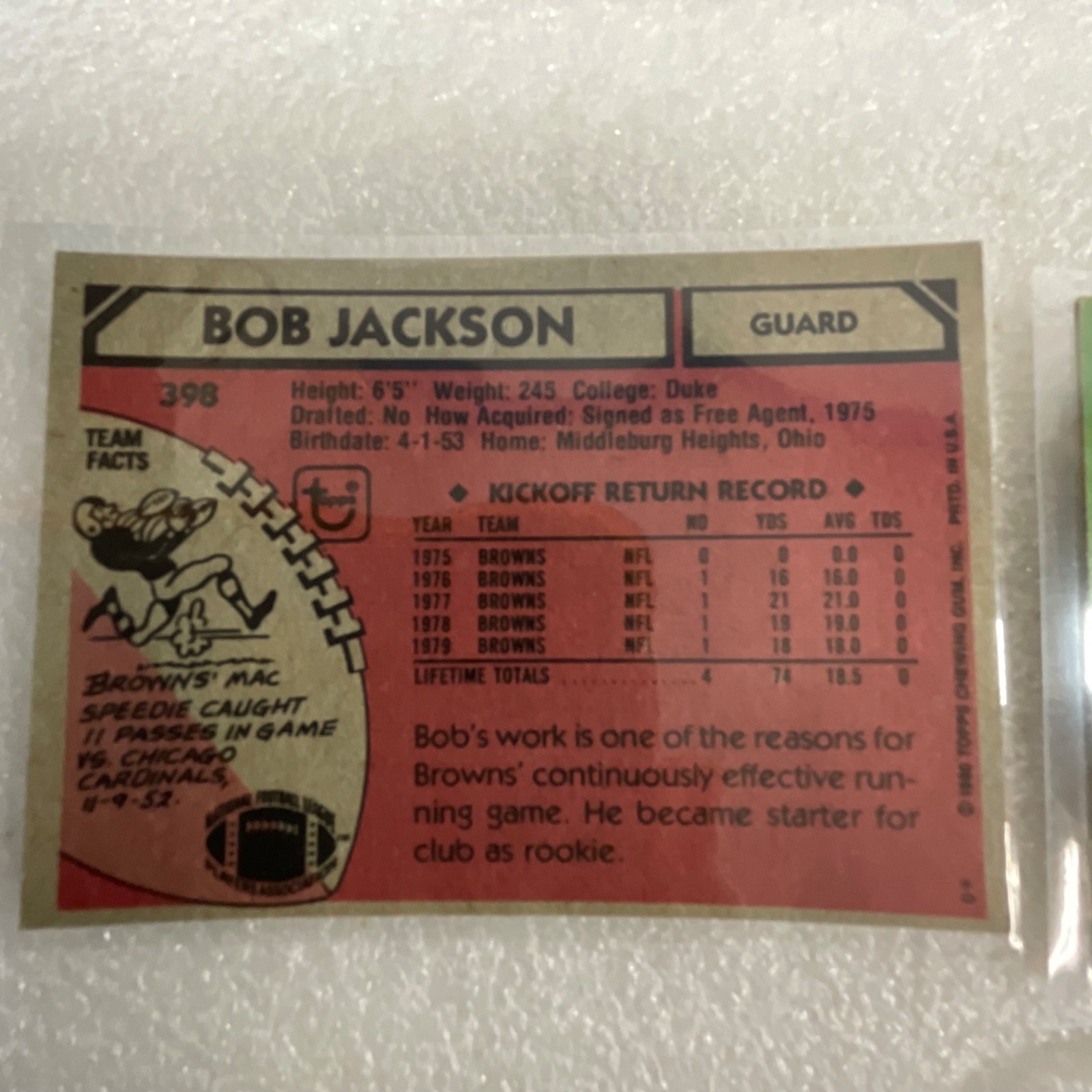 1976-81 Topps NFL Browns Bengals 10 Card Lot Clay Matthews Sipe - Image 16
