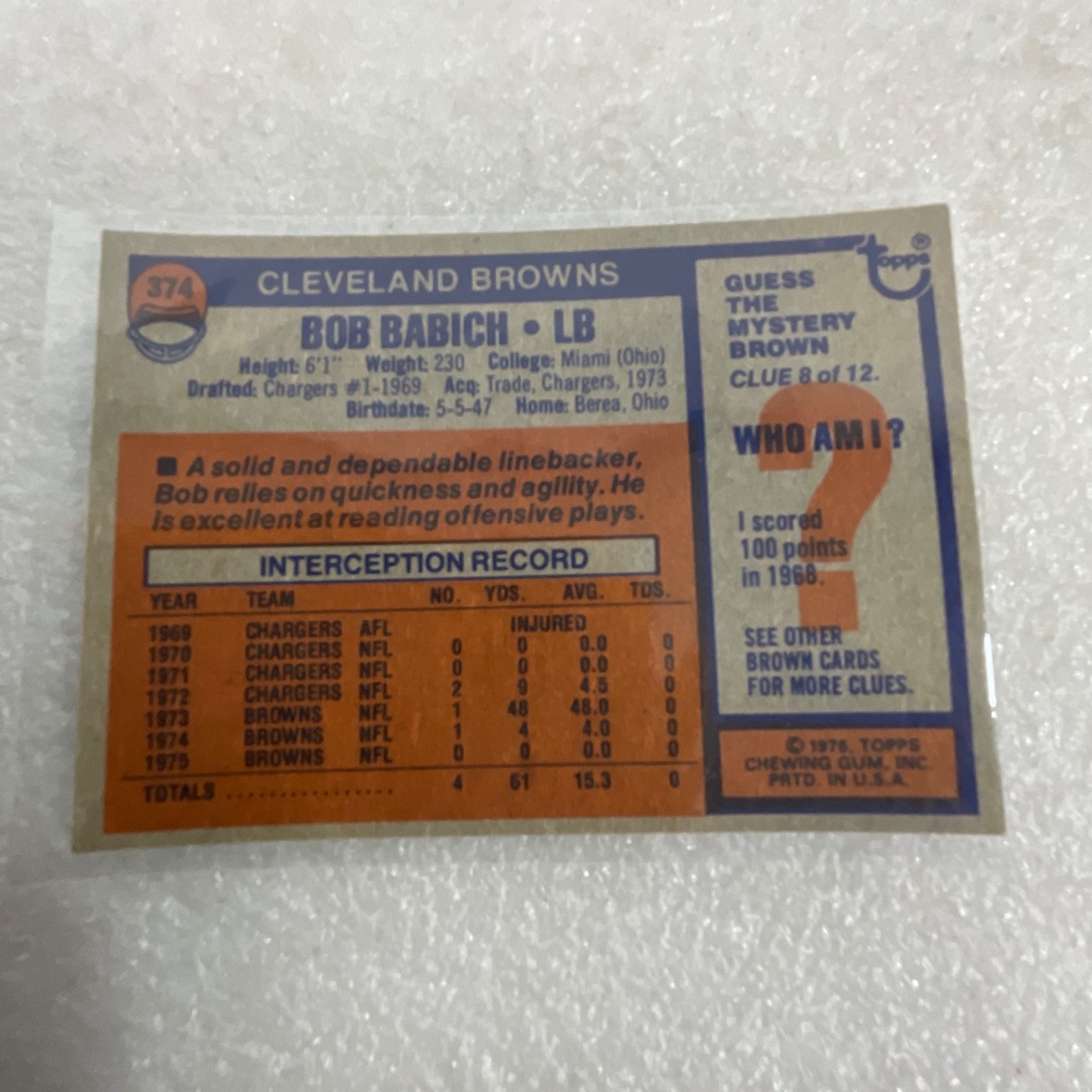 1976-81 Topps NFL Browns Bengals 10 Card Lot Clay Matthews Sipe - Image 15