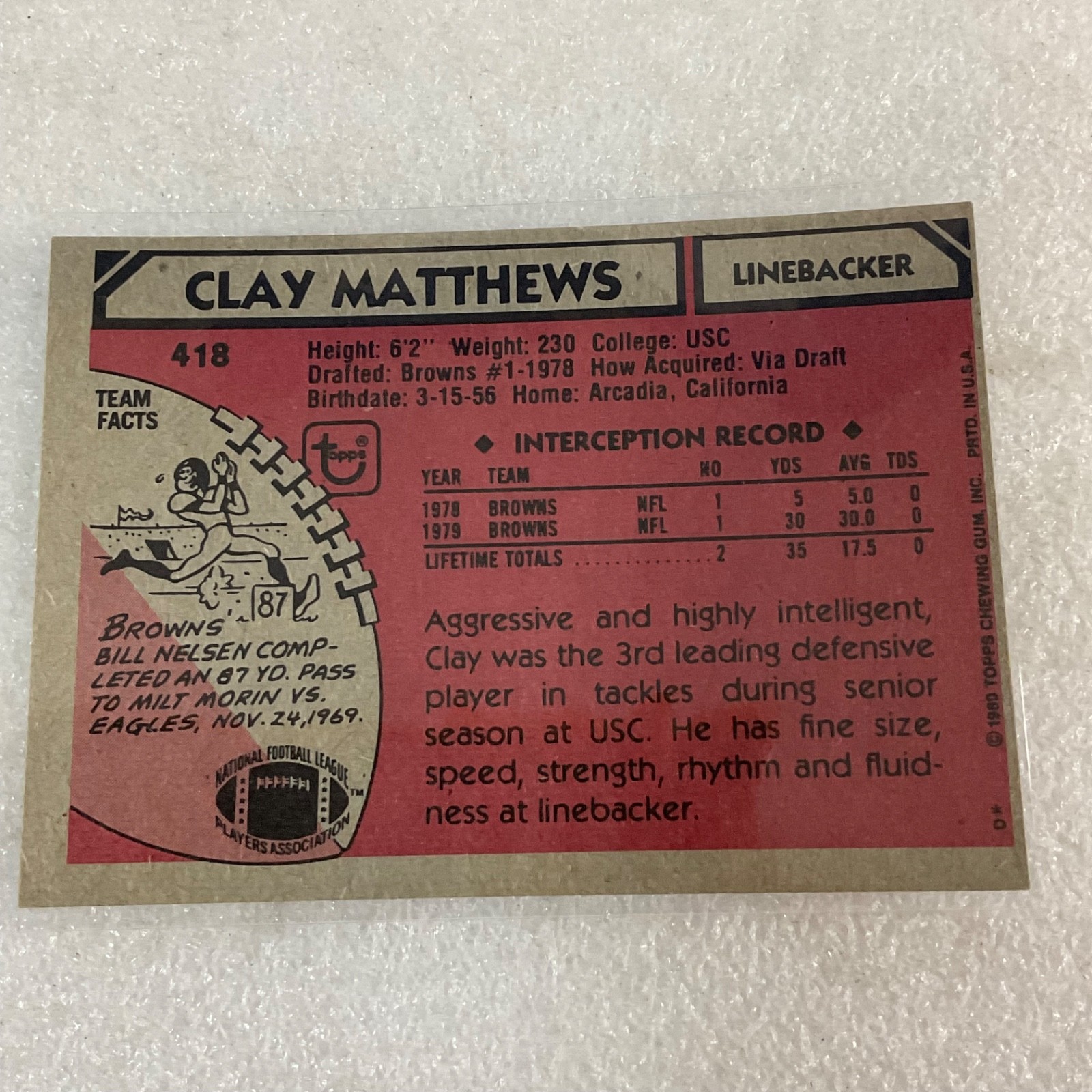 1976-81 Topps NFL Browns Bengals 10 Card Lot Clay Matthews Sipe - Image 22