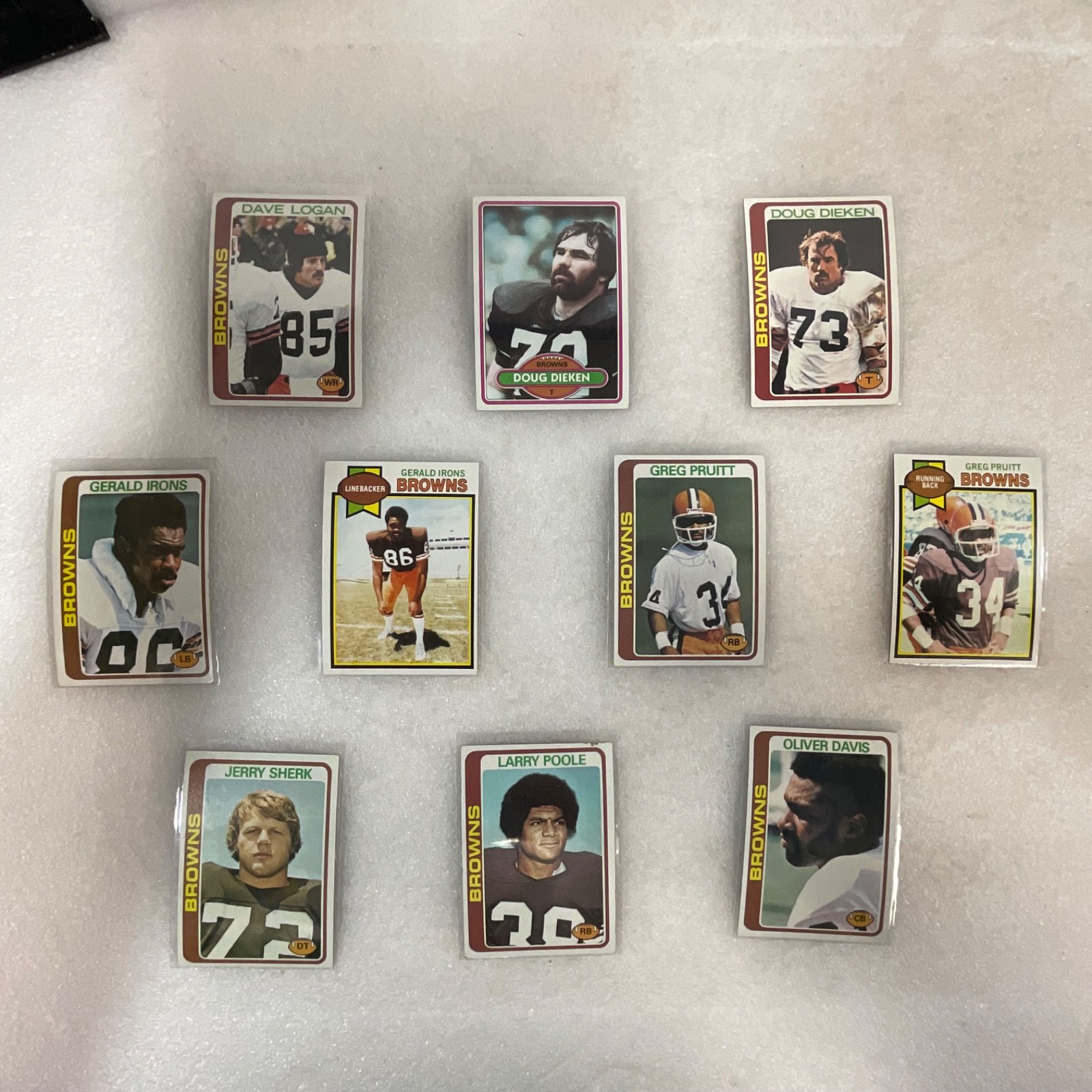 1978 1979 1980 Topps Browns Football 10 Card Lot Pruitt Dieken Logan - Image 1