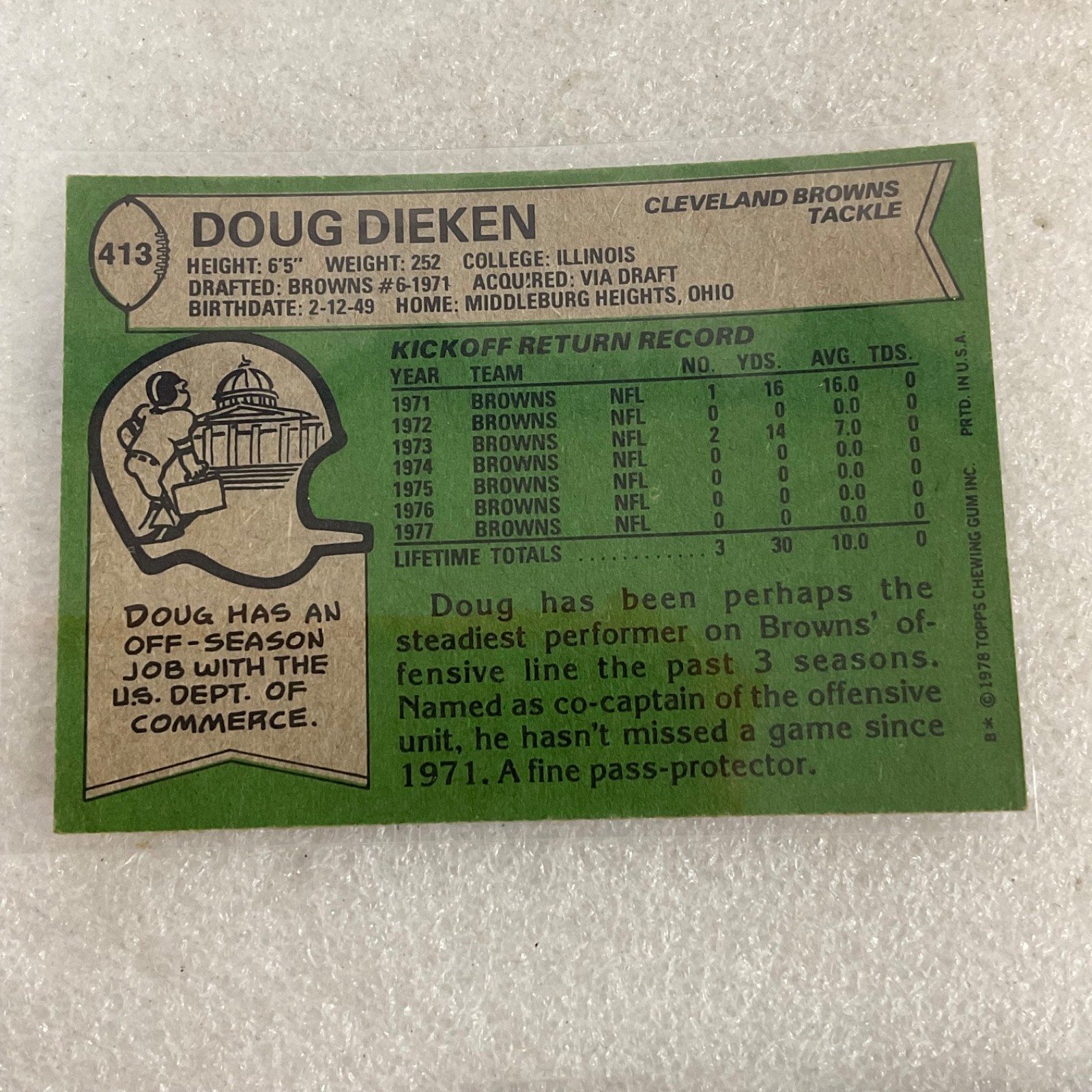 1978 1979 1980 Topps Browns Football 10 Card Lot Pruitt Dieken Logan - Image 16