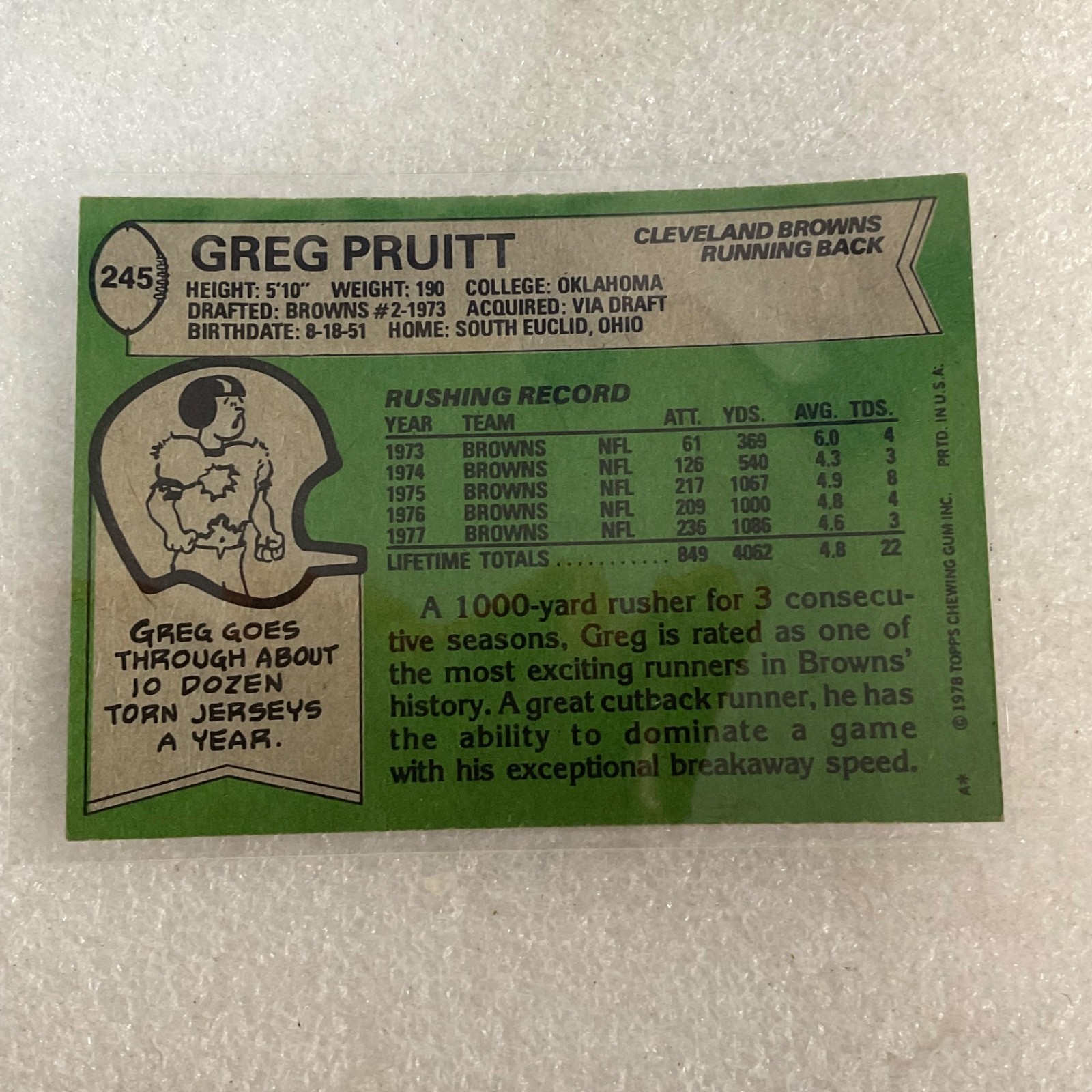 1978 1979 1980 Topps Browns Football 10 Card Lot Pruitt Dieken Logan - Image 19