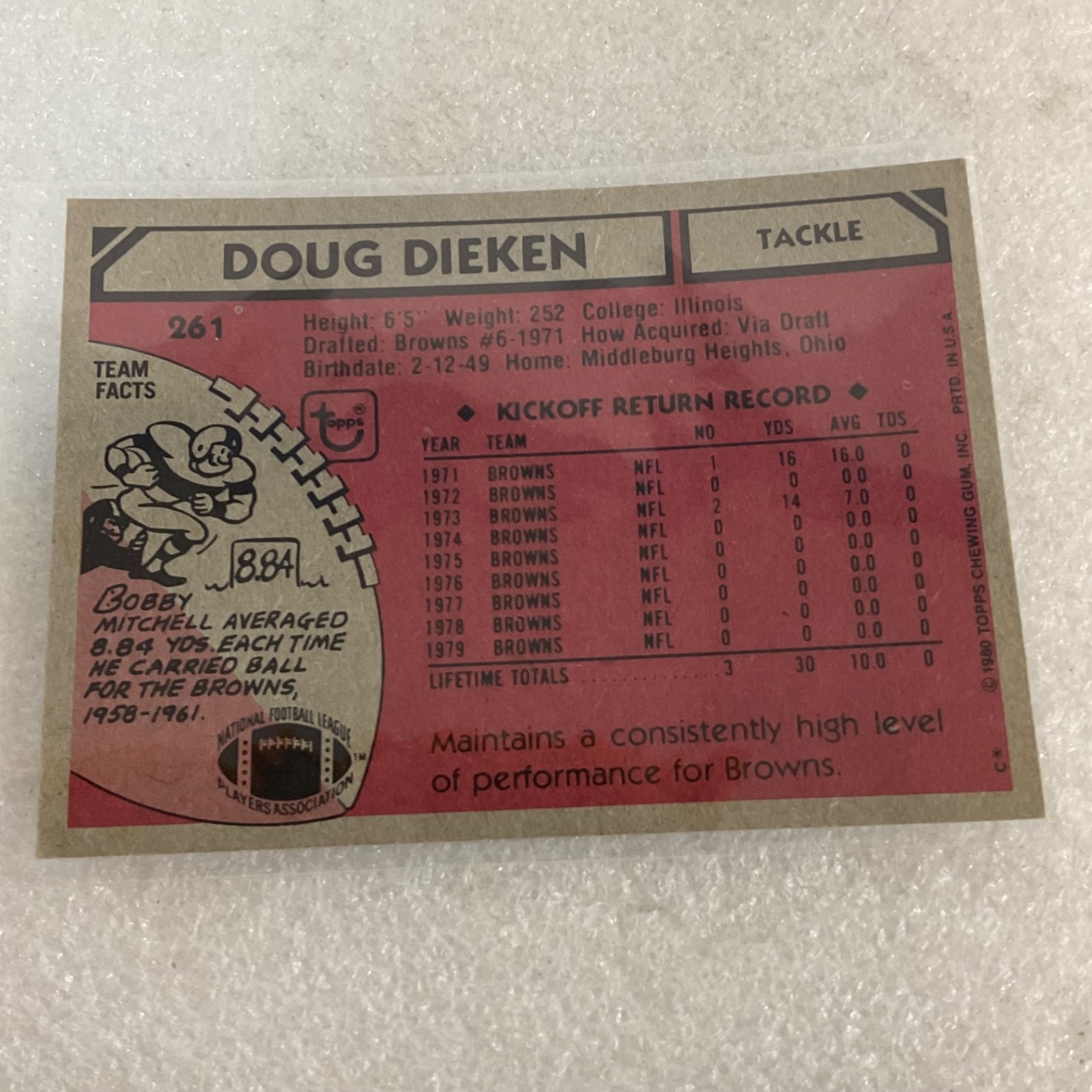 1978 1979 1980 Topps Browns Football 10 Card Lot Pruitt Dieken Logan - Image 15