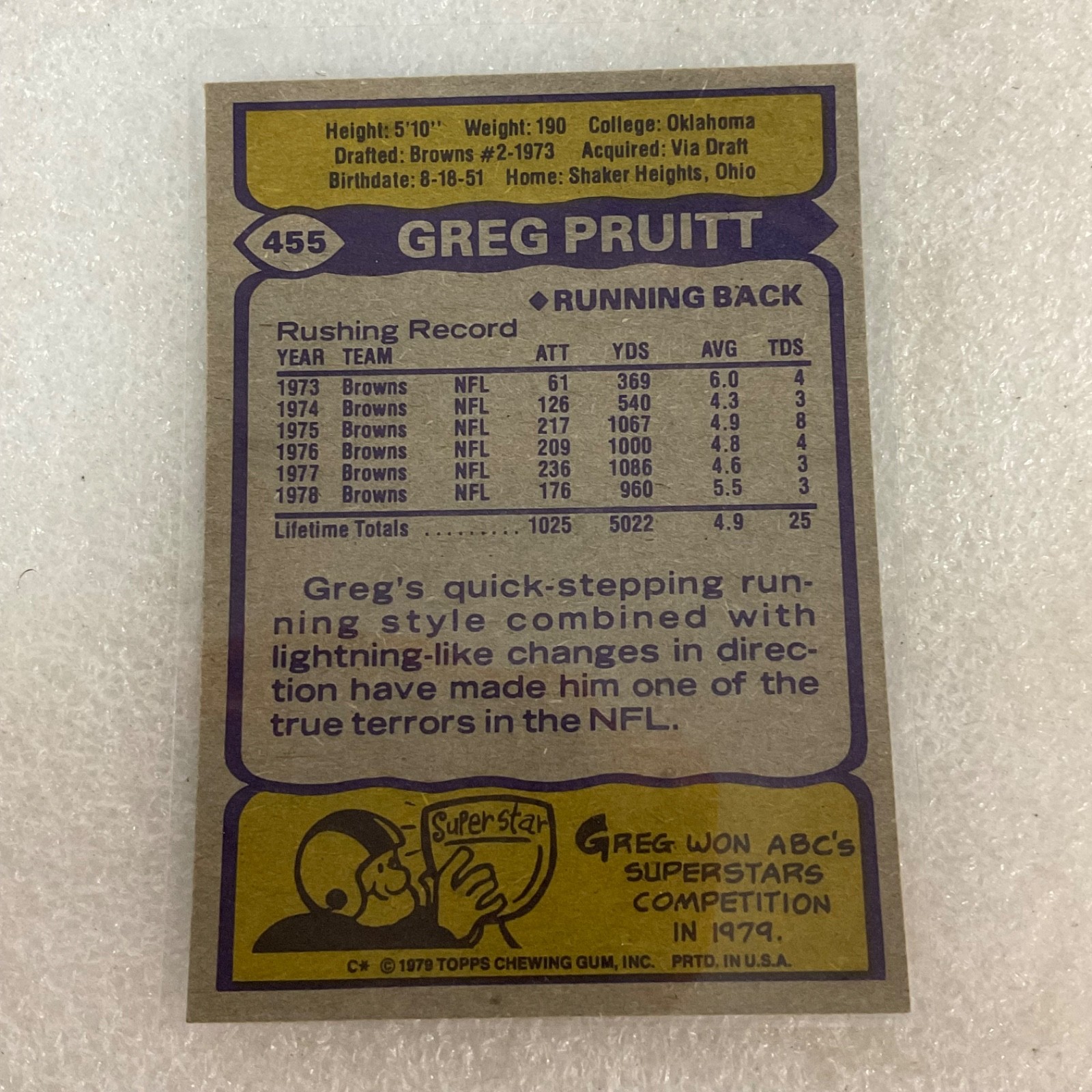 1978 1979 1980 Topps Browns Football 10 Card Lot Pruitt Dieken Logan - Image 20