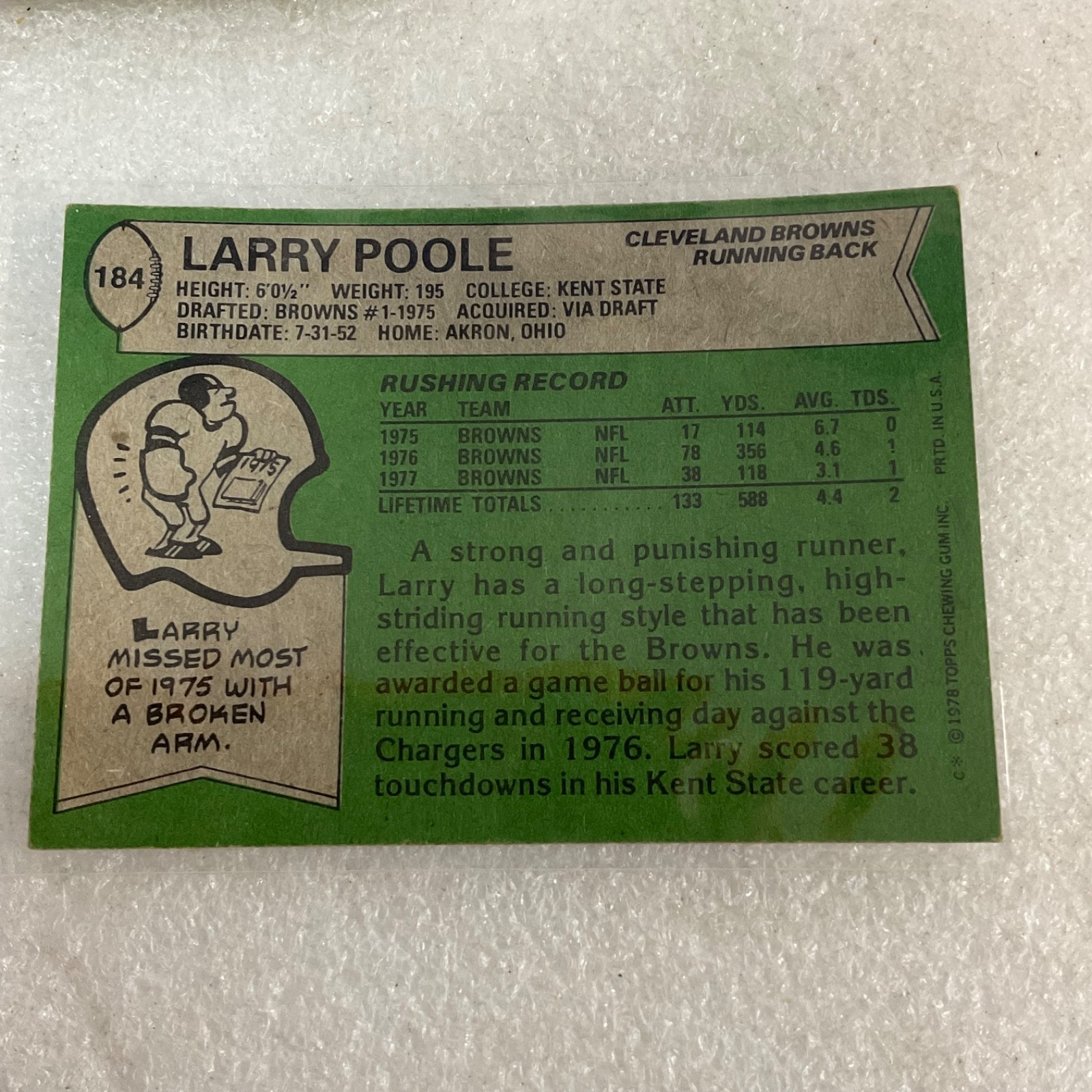 1978 1979 1980 Topps Browns Football 10 Card Lot Pruitt Dieken Logan - Image 22