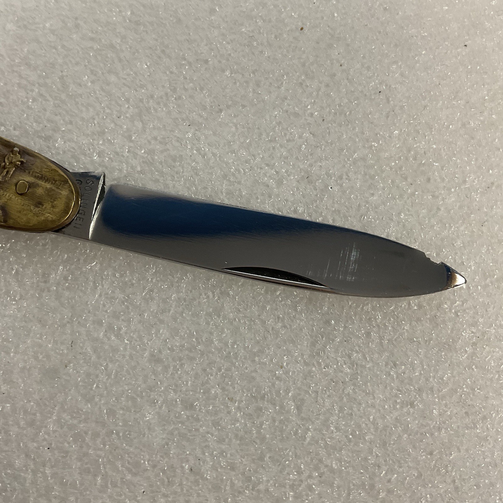 Soligen Germany Antique Brass Hunting Stag Pocket Knife 2 Blades - Image 6