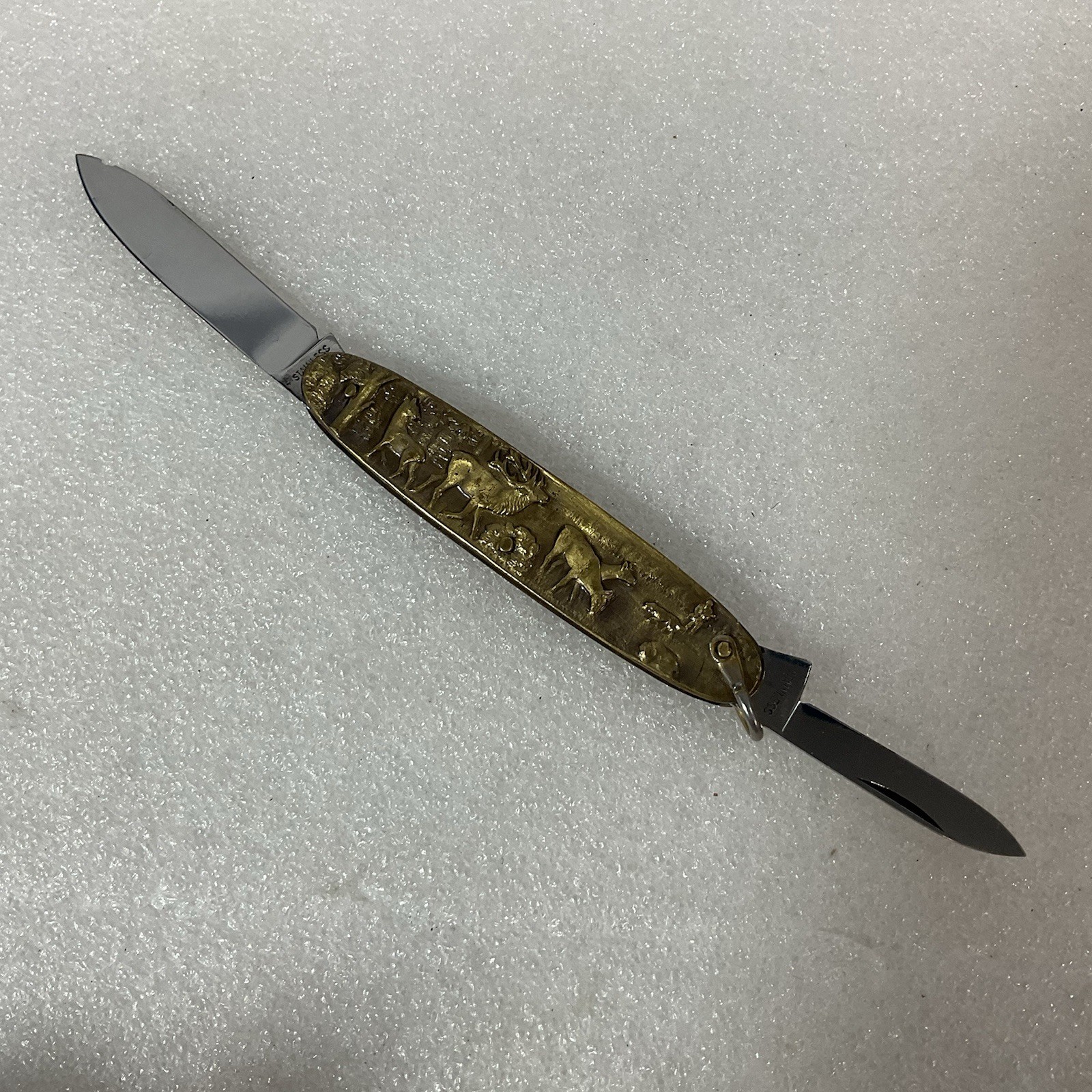Soligen Germany Antique Brass Hunting Stag Pocket Knife 2 Blades - Image 7