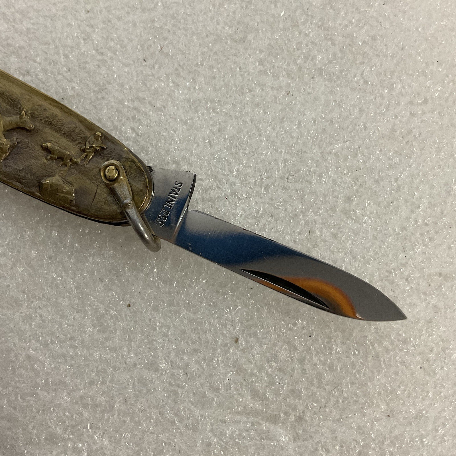 Soligen Germany Antique Brass Hunting Stag Pocket Knife 2 Blades - Image 9