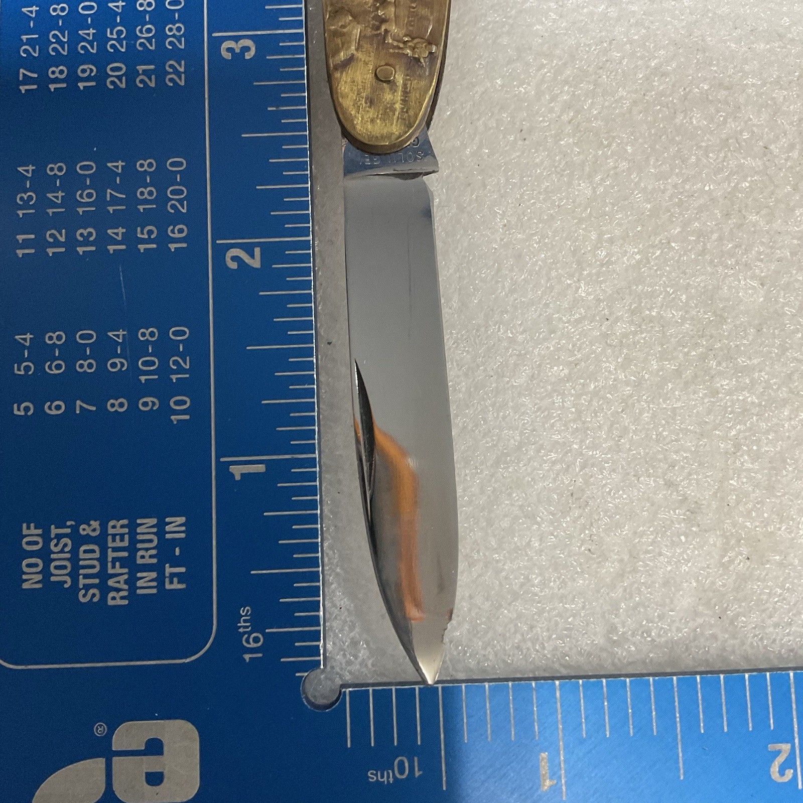 Soligen Germany Antique Brass Hunting Stag Pocket Knife 2 Blades - Image 12