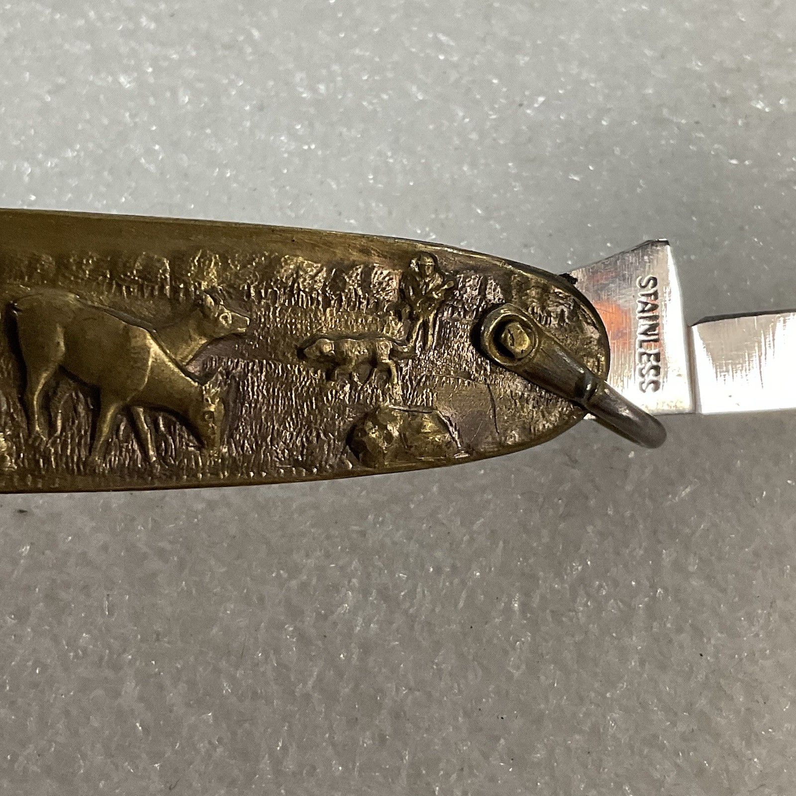 Soligen Germany Antique Brass Hunting Stag Pocket Knife 2 Blades - Image 15