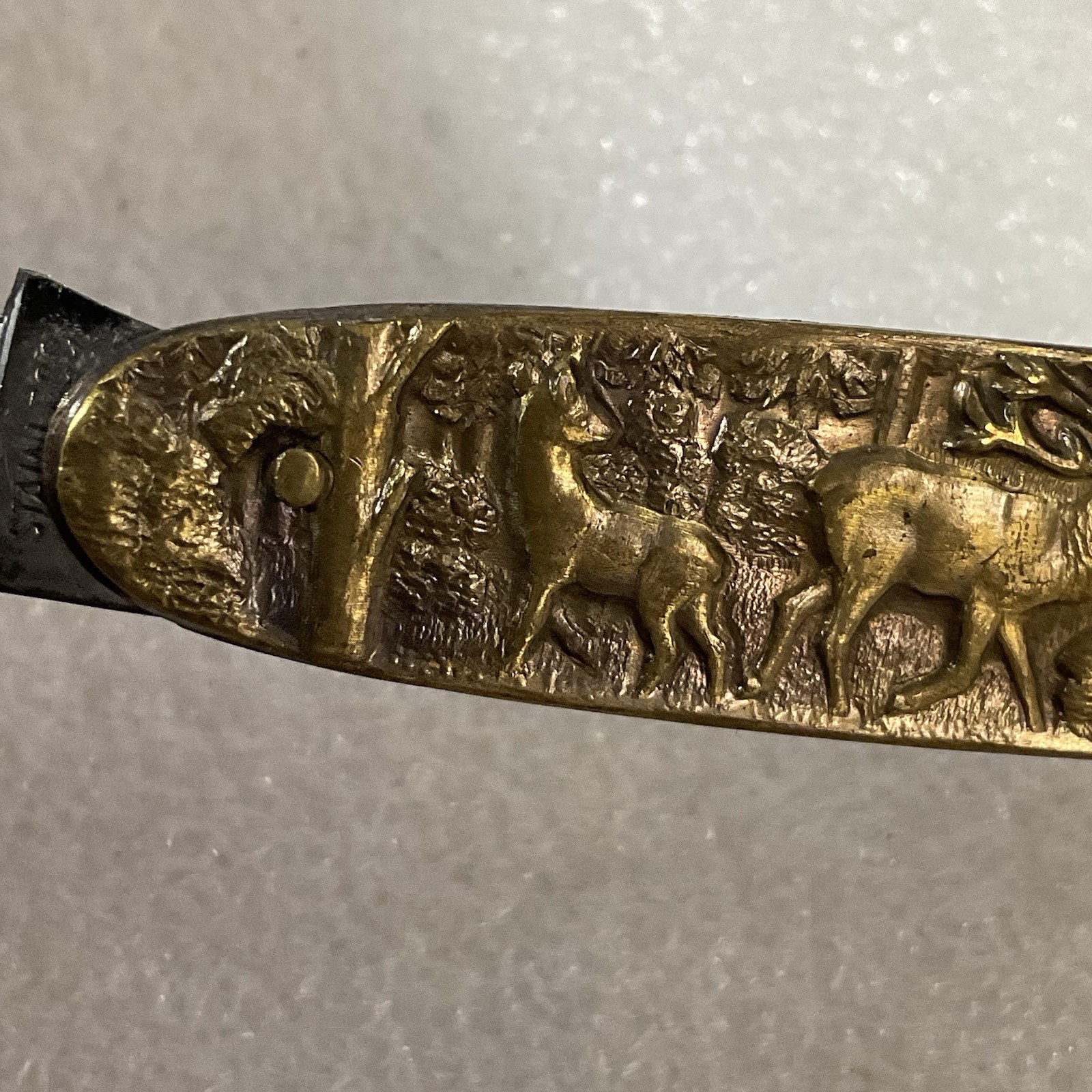 Soligen Germany Antique Brass Hunting Stag Pocket Knife 2 Blades - Image 17