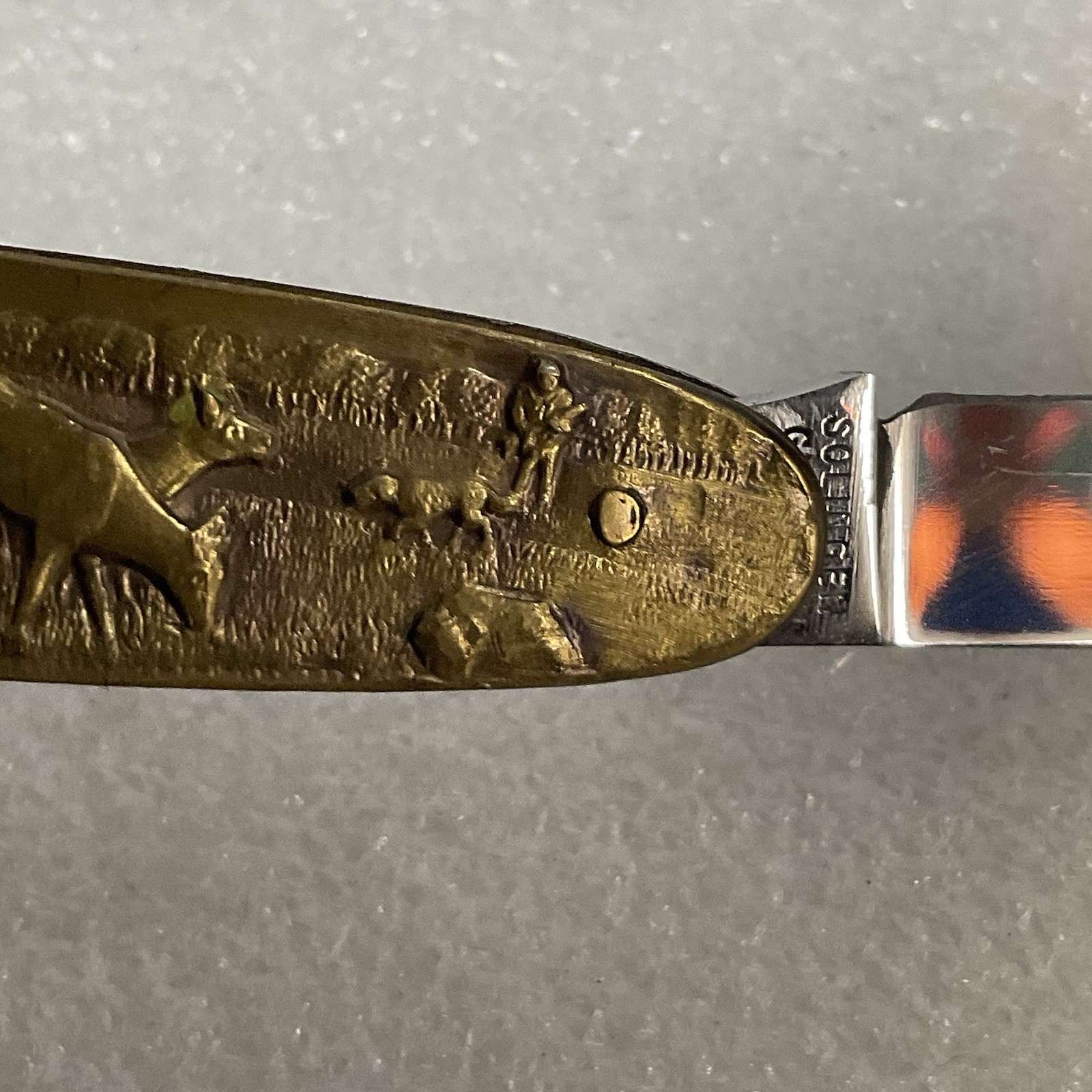 Soligen Germany Antique Brass Hunting Stag Pocket Knife 2 Blades - Image 18