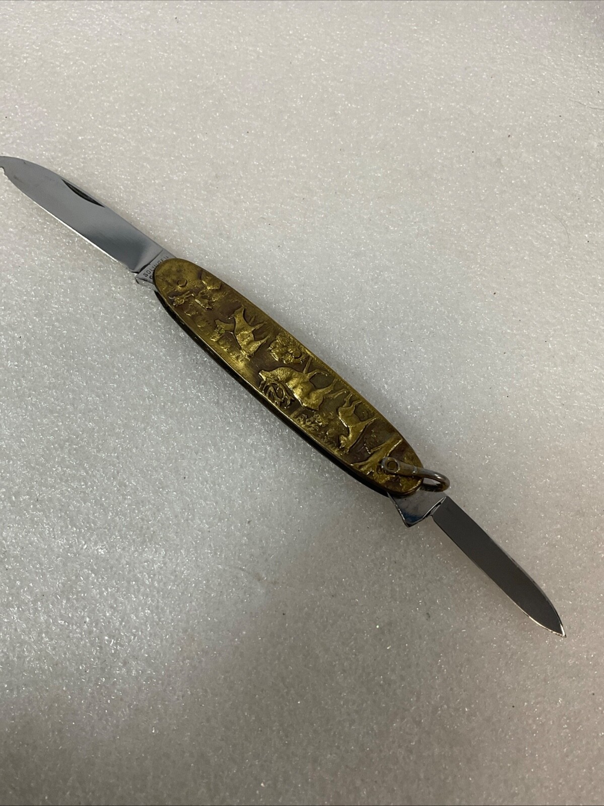 Soligen Germany Antique Brass Hunting Stag Pocket Knife 2 Blades - Image 23