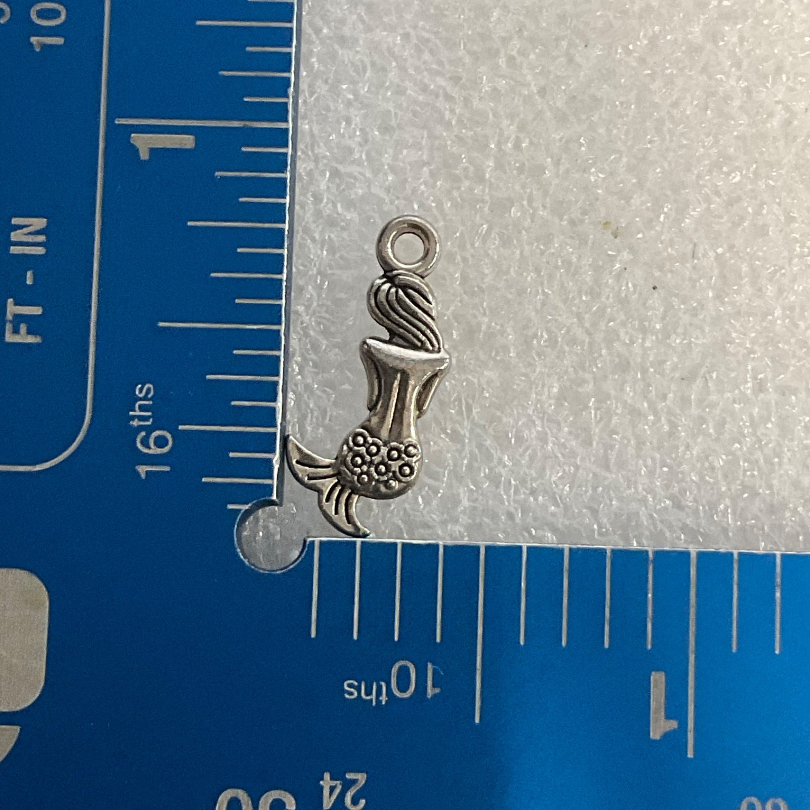 Silver Tone Mermaid Charm Pendant 1.3 in Fantasy Sea Theme Jewelry - Image 3