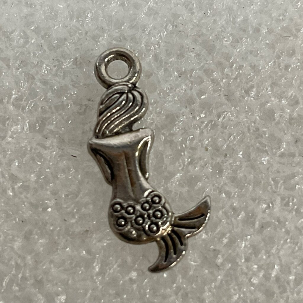 Silver Tone Mermaid Charm Pendant 1.3 in Fantasy Sea Theme Jewelry - Image 1