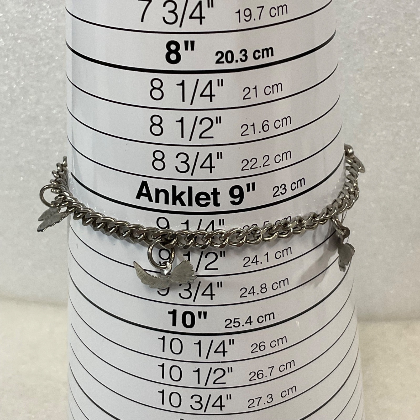 Silver Tone Butterfly Charm Anklet 9 in Chain Lobster Clasp Fashion Jewelry - Image 1