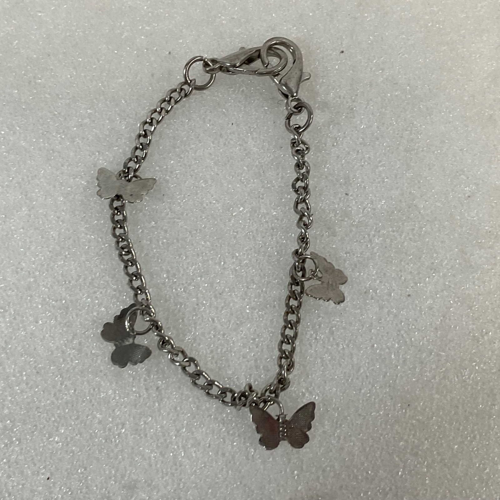 Silver Tone Butterfly Charm Anklet 9 in Chain Lobster Clasp Fashion Jewelry - Image 2