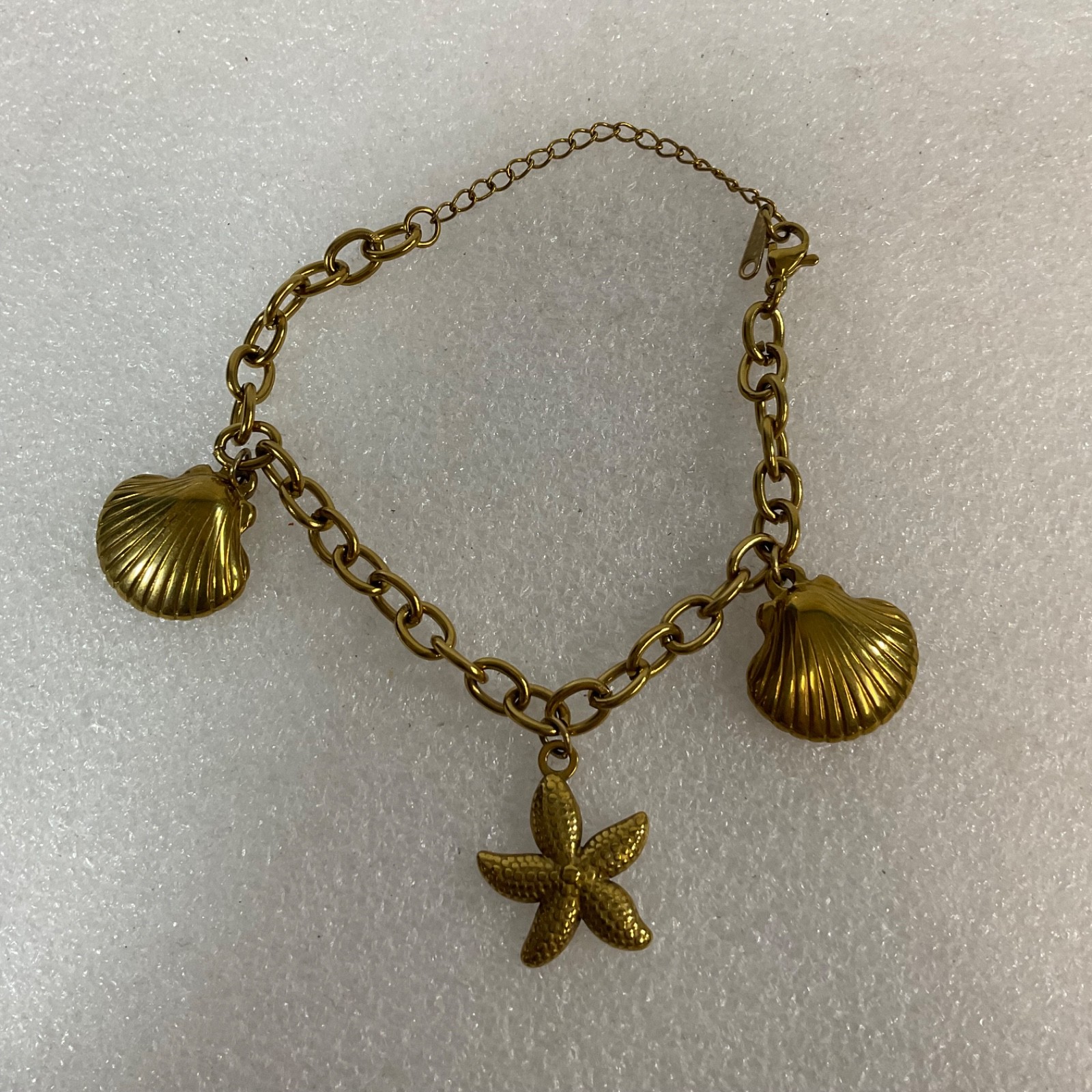 Nautical Themed Gold Tone Chain Bracelet Anklet 8.5 in Fashion Jewelry - Image 1