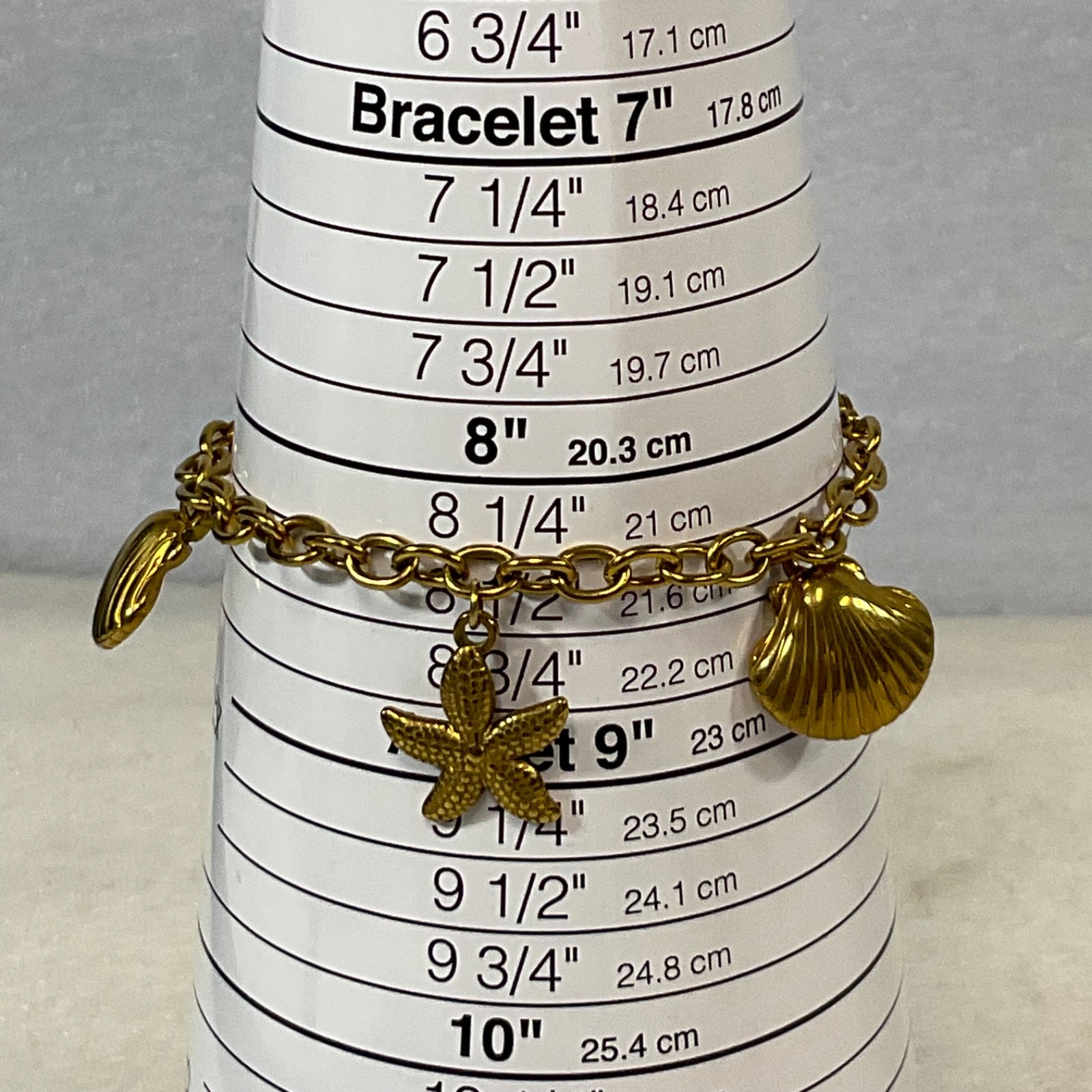 Nautical Themed Gold Tone Chain Bracelet Anklet 8.5 in Fashion Jewelry - Image 8