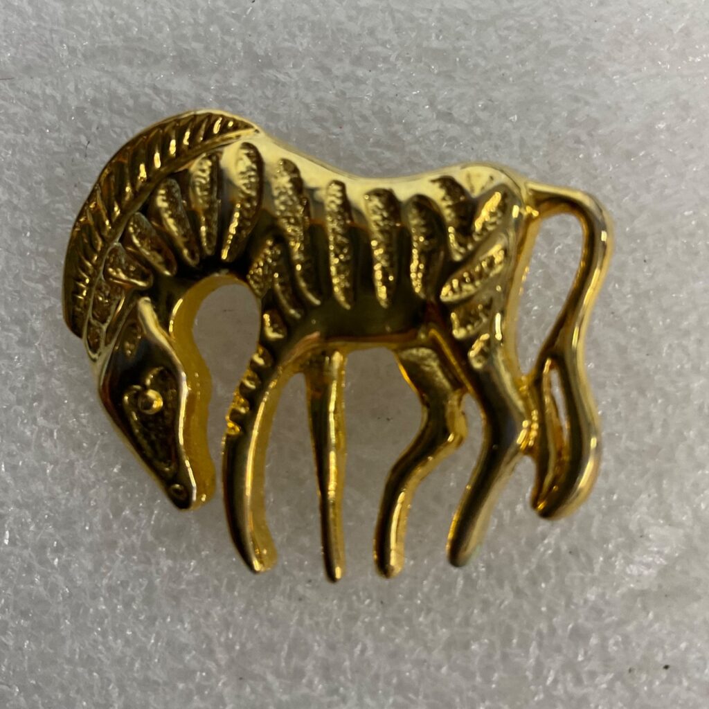 Vintage Gold Tone Horse Zebra Pin Brooch Retro Animal Jewelry Collectible 12.5g - Image 1