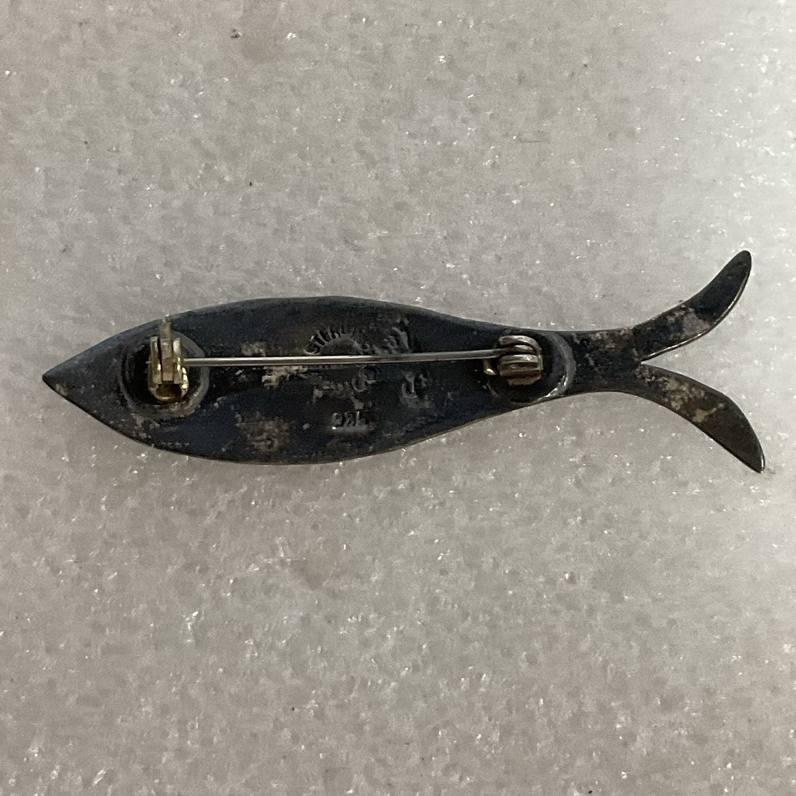 Fish 2.5 Pin Pinback 925 Mexico Silver - Image 2