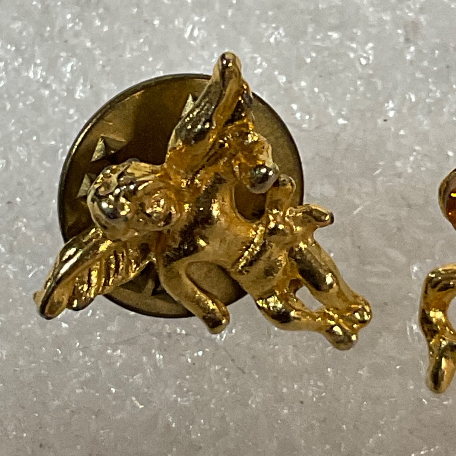 Vintage Gold Tone Cherub Angel Lapel Pins Lot of 3 w/ Gem Accents Collectible - Image 2