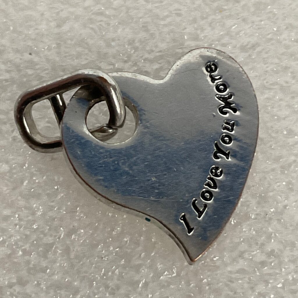 Silver Tone Heart Pendant Charm “I Love You More” 1 in - Image 1