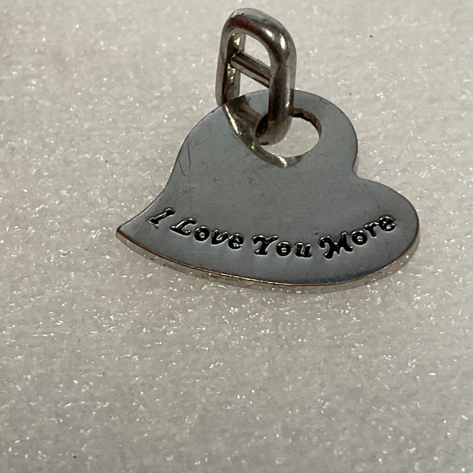Silver Tone Heart Pendant Charm “I Love You More” 1 in - Image 5