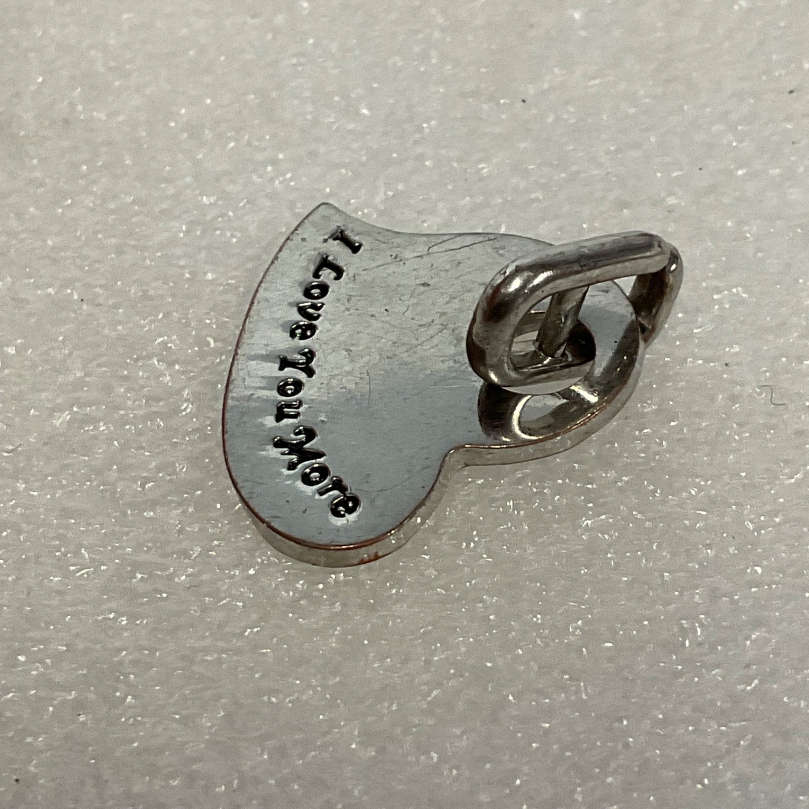 Silver Tone Heart Pendant Charm “I Love You More” 1 in - Image 6