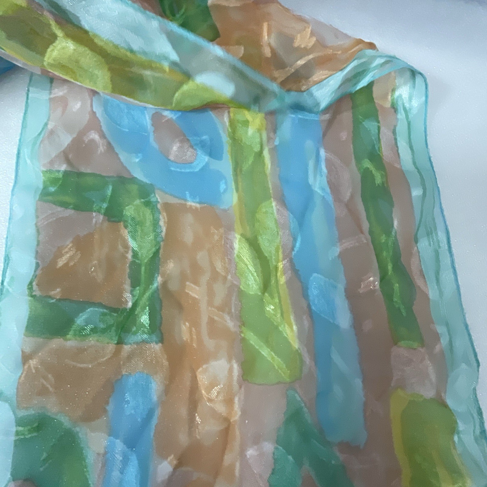 Multicolor Pastel Lightweight Scarf 8” Wide X 52” Long GnuFashion - Image 4