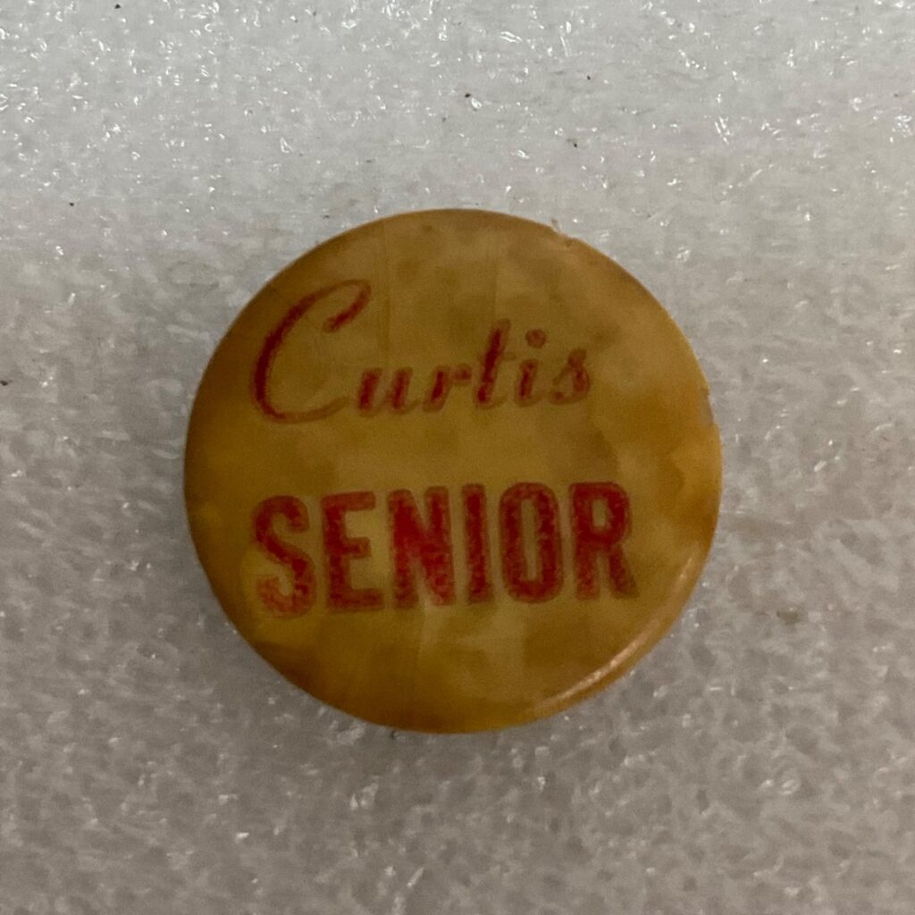 Curtis High School Senior Pinback Button Staten Island NY WA Vintage Badge - Image 1