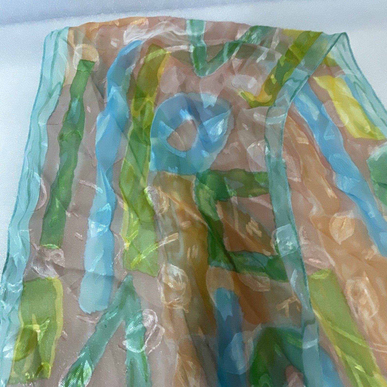 Multicolor Pastel Lightweight Scarf 8” Wide X 52” Long GnuFashion - Image 9